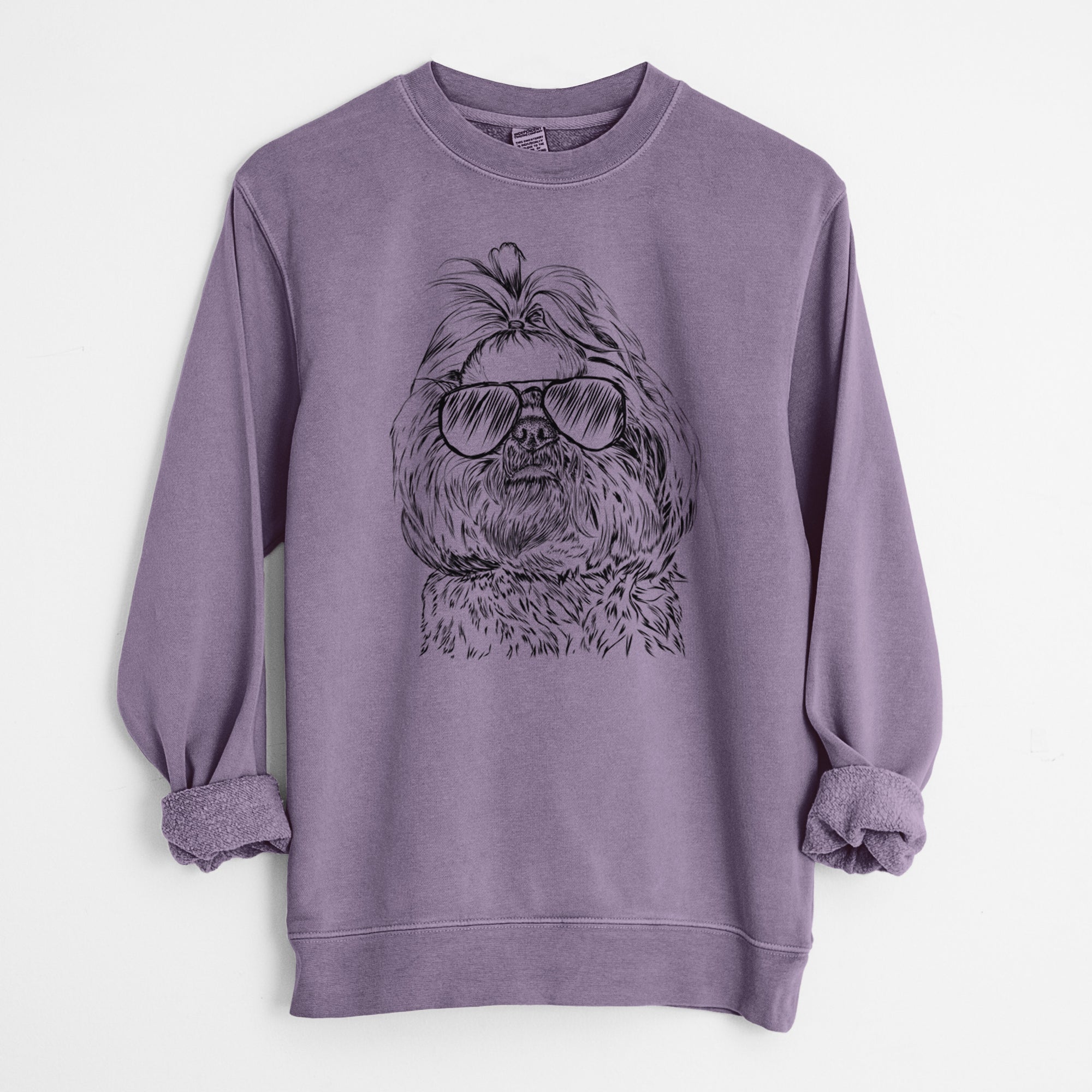 Aviator Chewie the Shih Tzu - Unisex Pigment Dyed Crew Sweatshirt