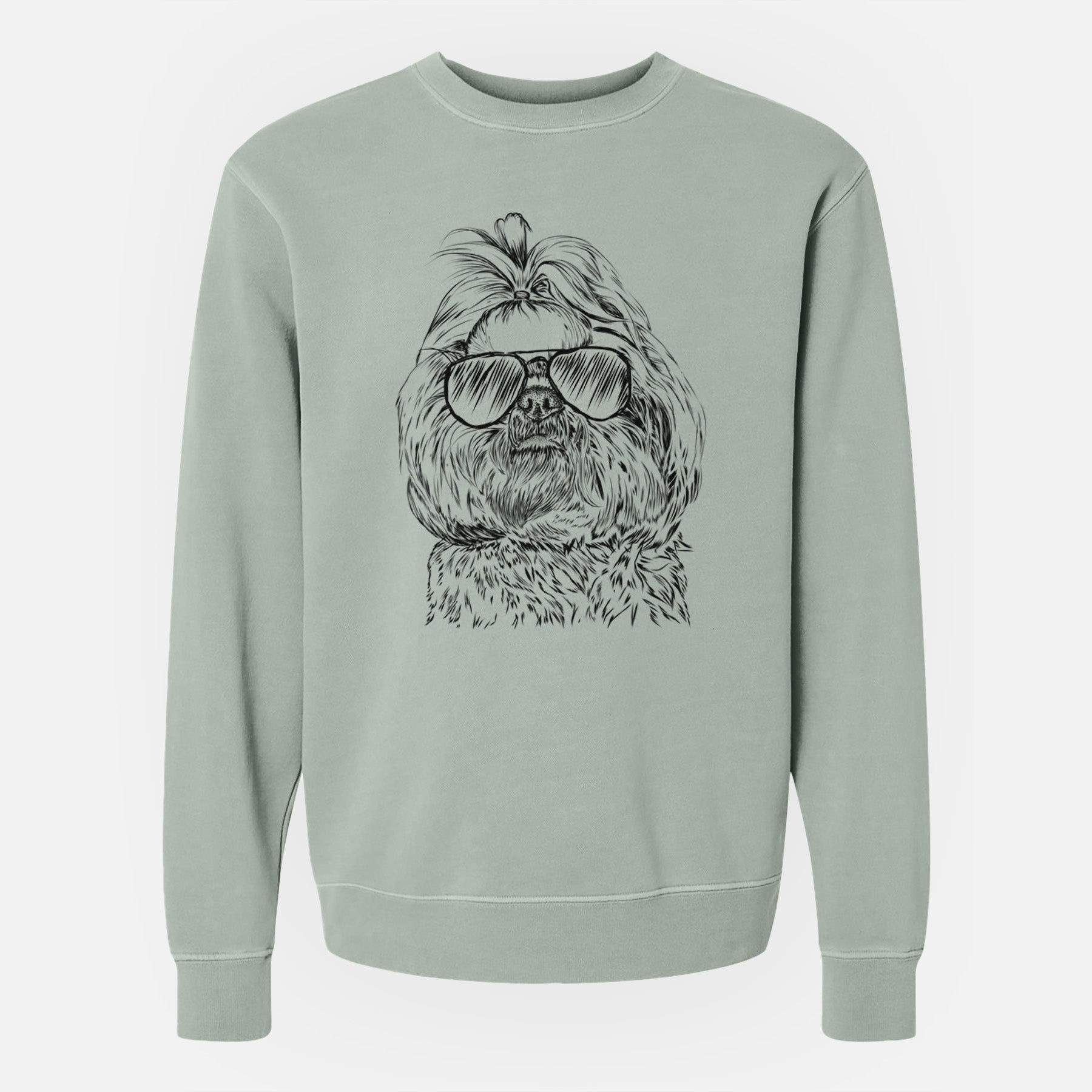 Aviator Chewie the Shih Tzu - Unisex Pigment Dyed Crew Sweatshirt