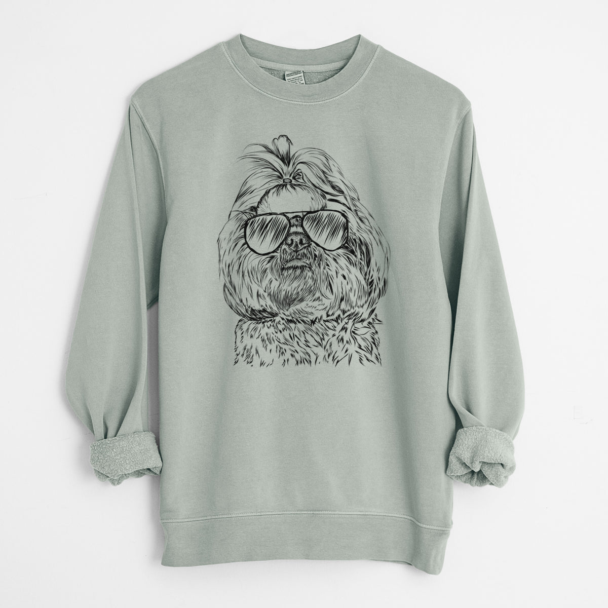 Aviator Chewie the Shih Tzu - Unisex Pigment Dyed Crew Sweatshirt