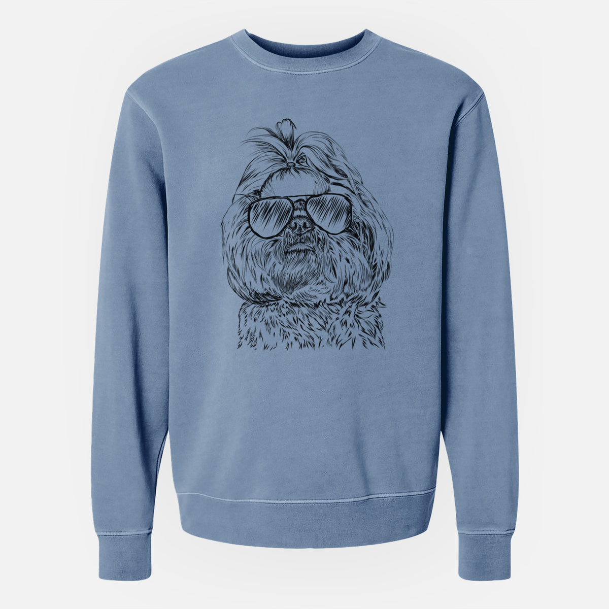 Aviator Chewie the Shih Tzu - Unisex Pigment Dyed Crew Sweatshirt