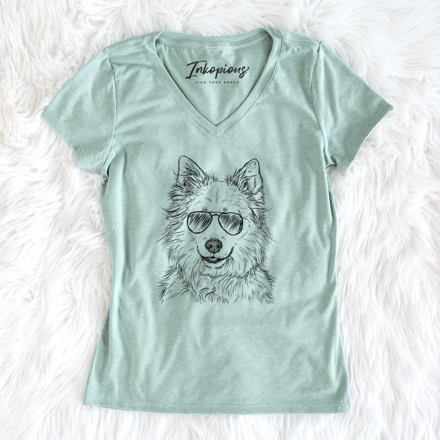 Aviator Chia the Samoyed Husky Mix - Women's V-neck Shirt