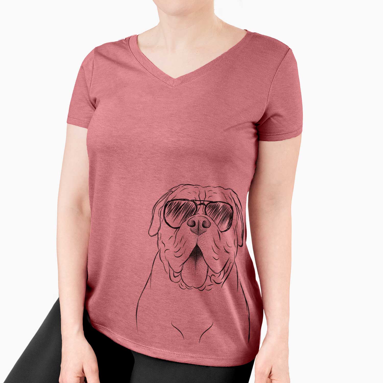 Aviator Chief the Boxer Bulldog Mix - Women's V-neck Shirt