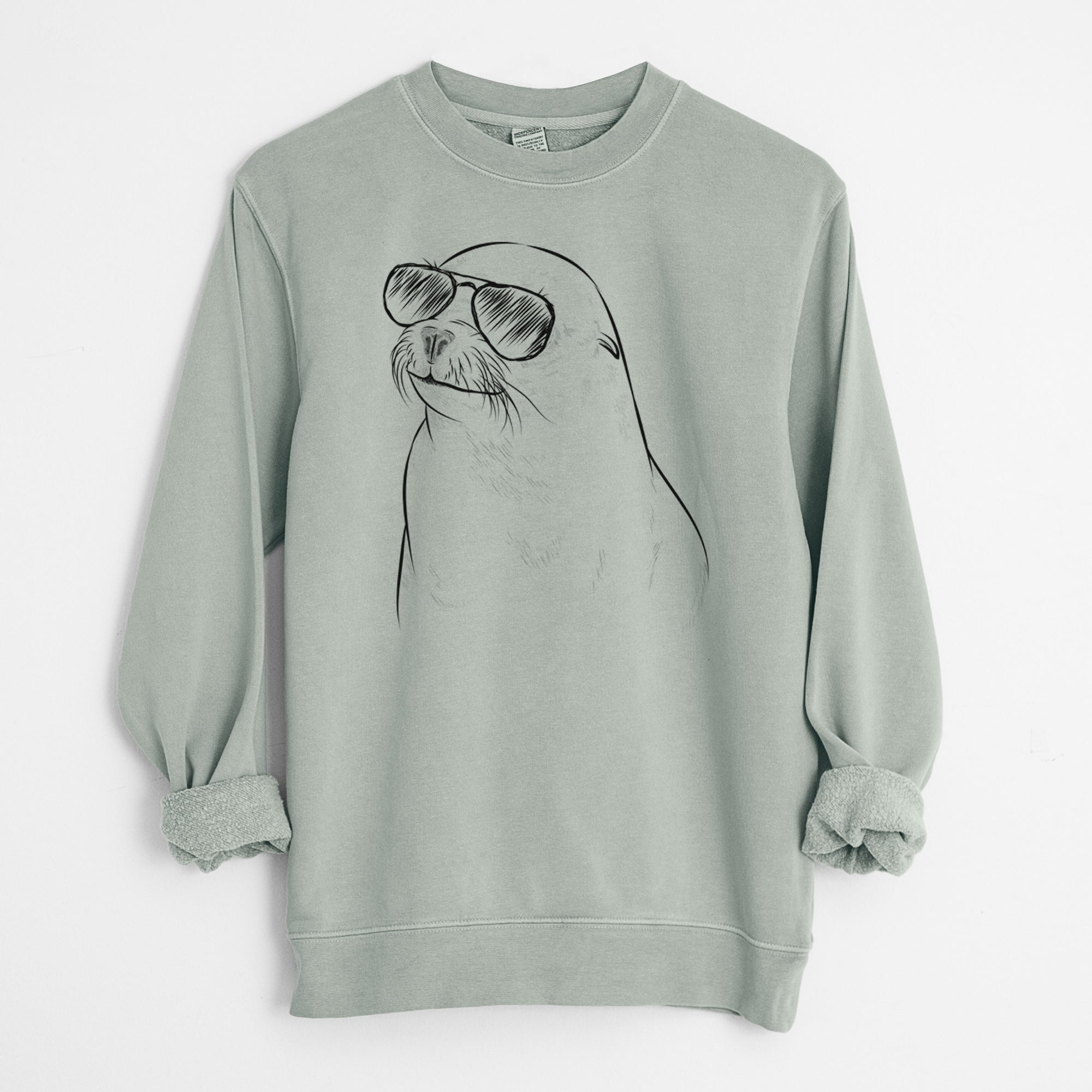 Aviator Chip the California Sea Lion - Unisex Pigment Dyed Crew Sweatshirt