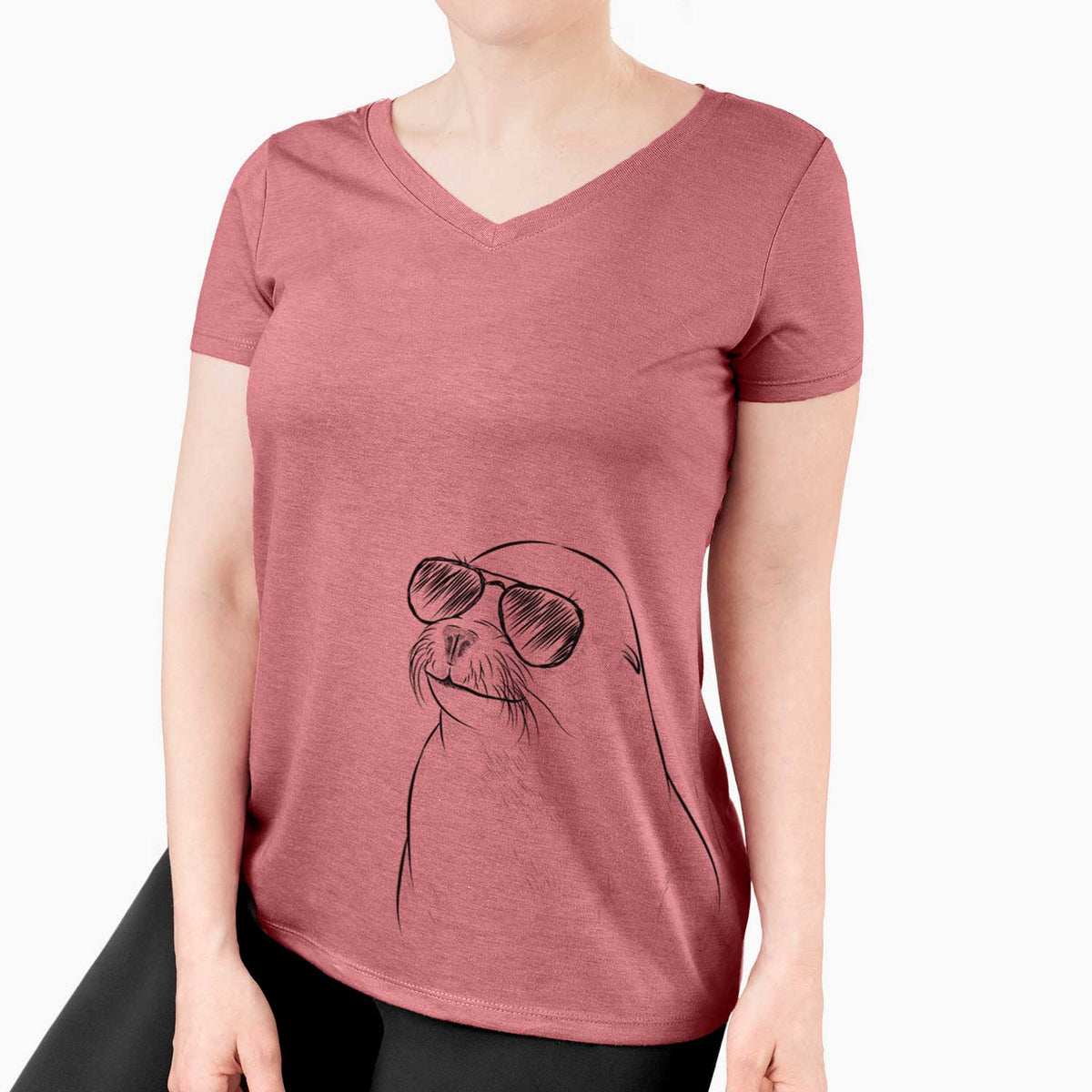 Aviator Chip the California Sea Lion - Women's V-neck Shirt