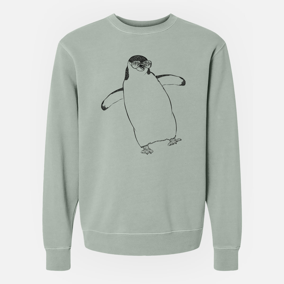 Aviator Chive the Chinstrap Penguin - Unisex Pigment Dyed Crew Sweatshirt