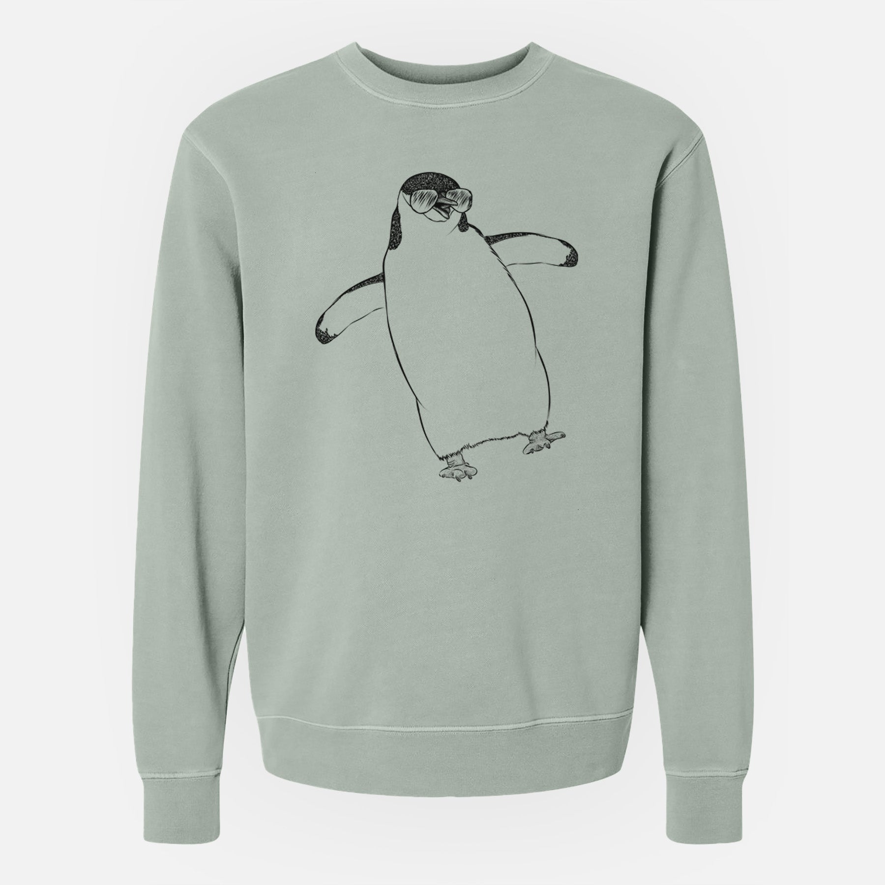 Aviator Chive the Chinstrap Penguin - Unisex Pigment Dyed Crew Sweatshirt