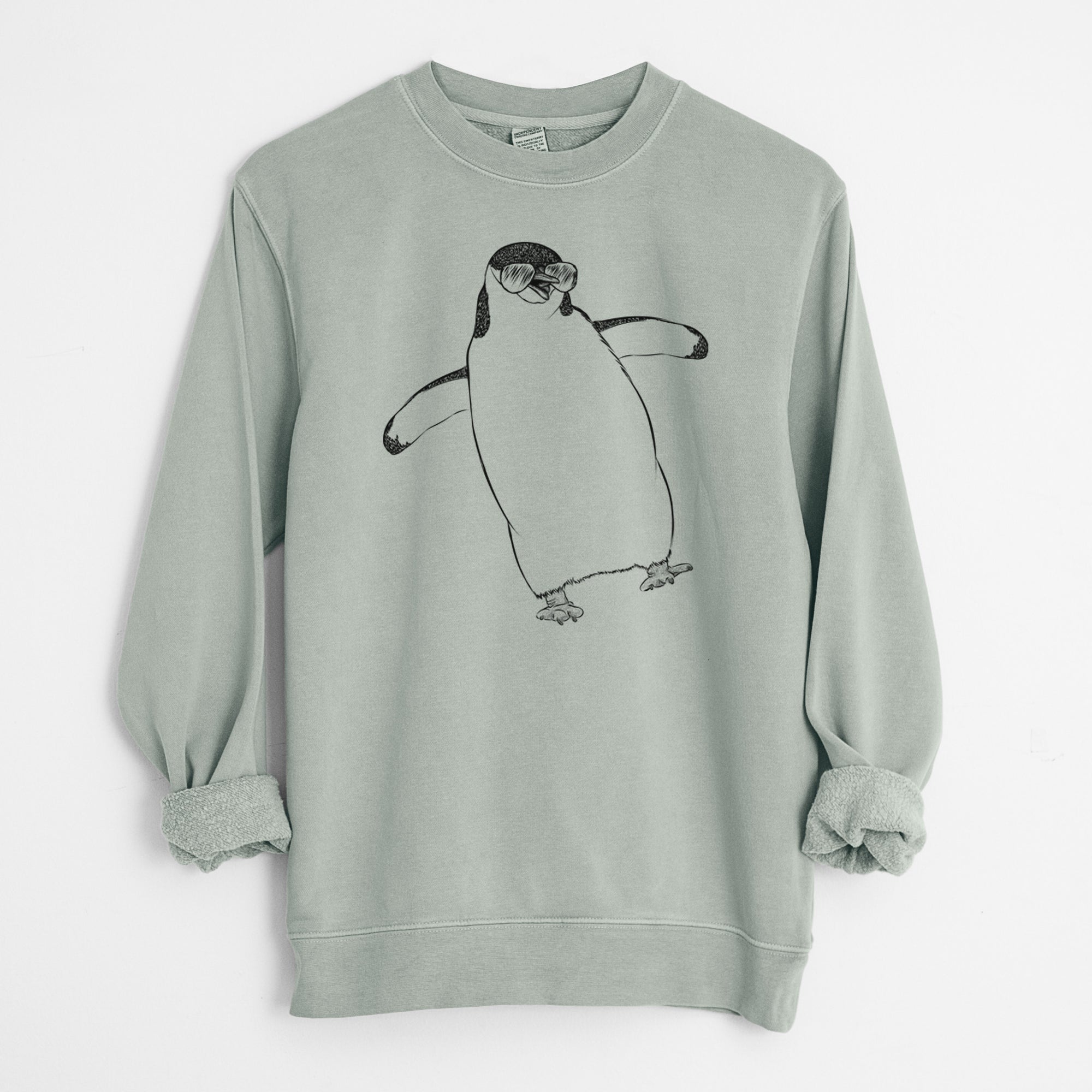 Aviator Chive the Chinstrap Penguin - Unisex Pigment Dyed Crew Sweatshirt