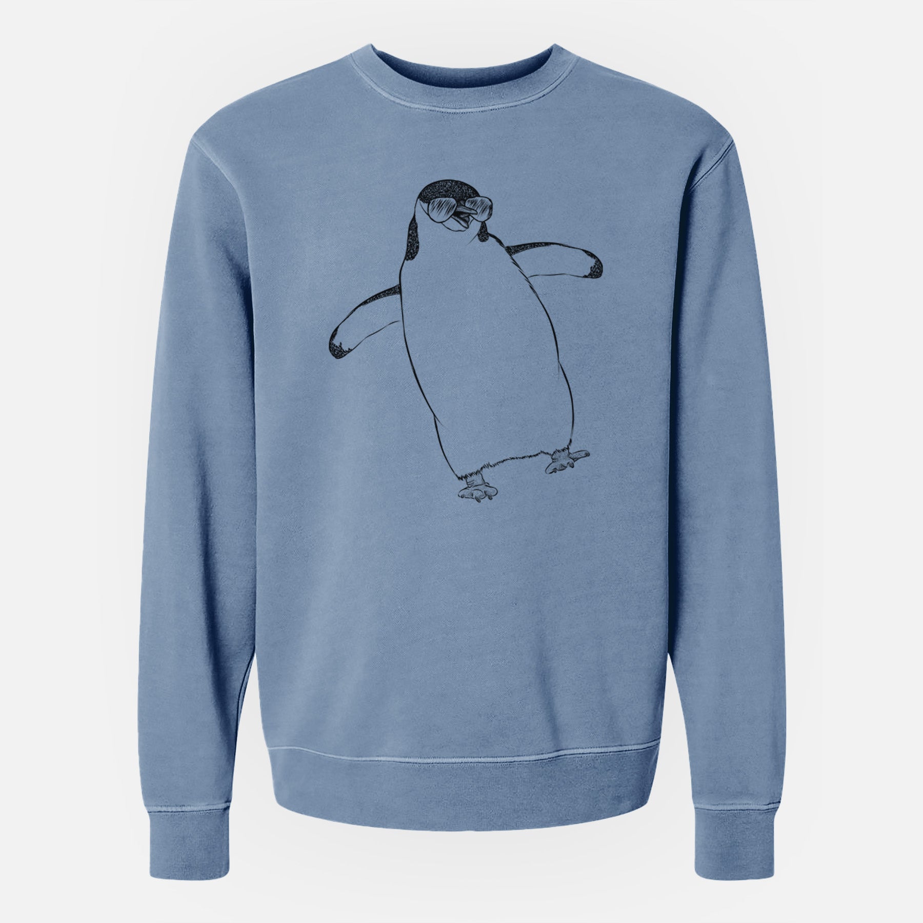 Aviator Chive the Chinstrap Penguin - Unisex Pigment Dyed Crew Sweatshirt