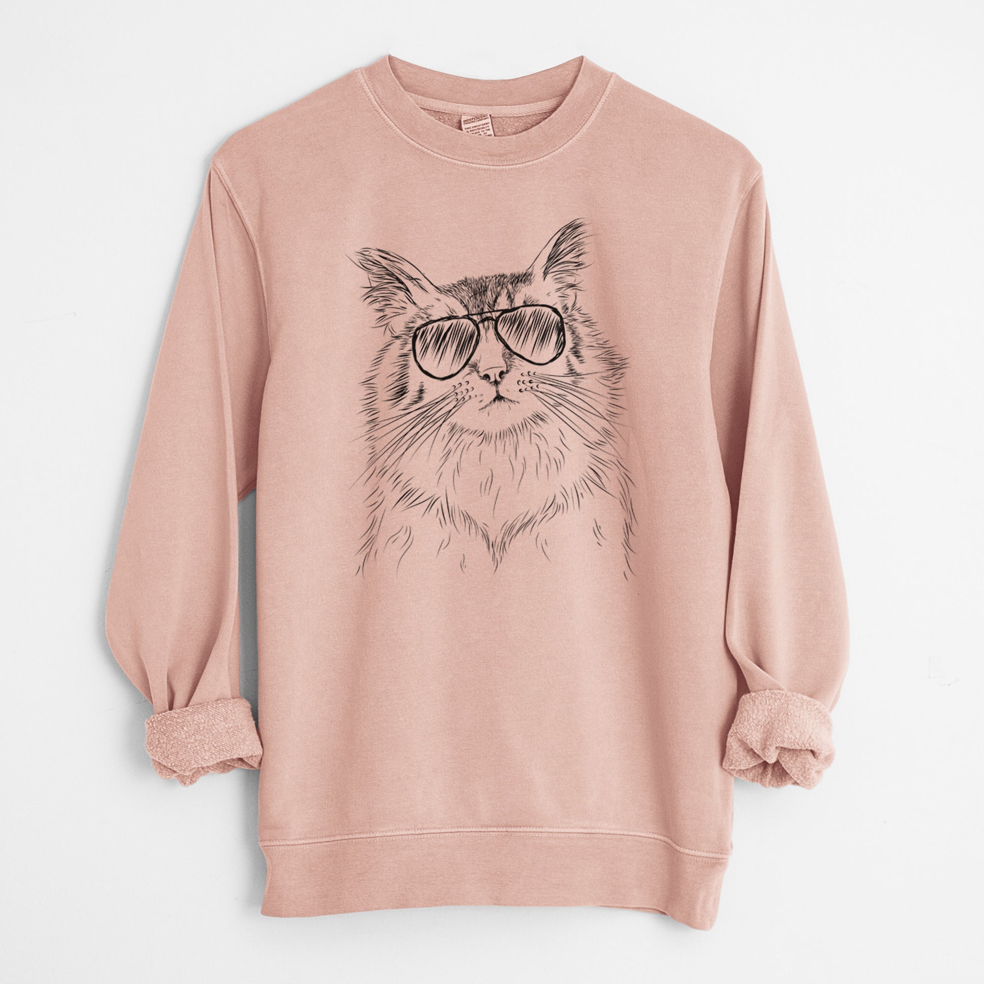 Aviator Chloe the Tabby Cat - Unisex Pigment Dyed Crew Sweatshirt