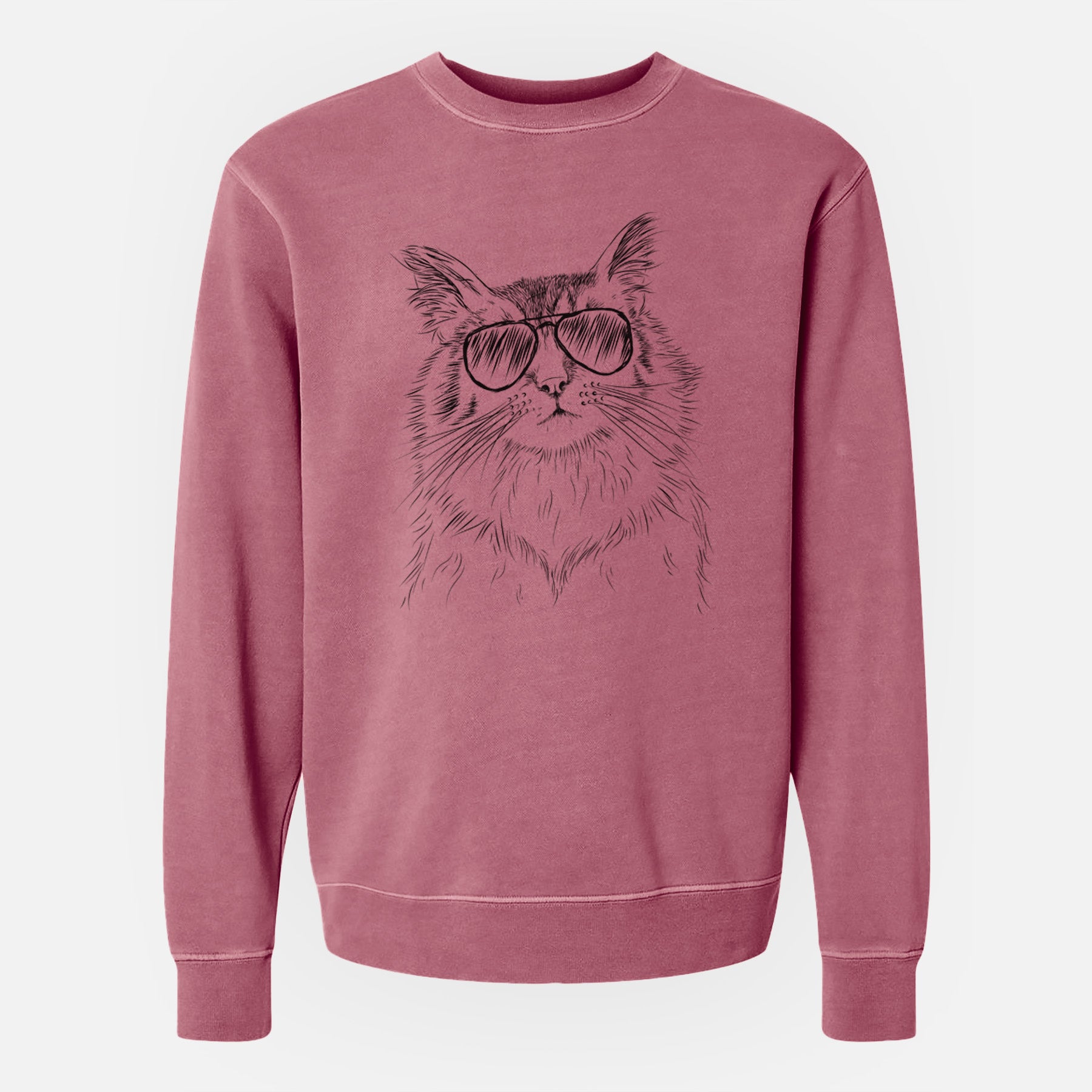 Aviator Chloe the Tabby Cat - Unisex Pigment Dyed Crew Sweatshirt