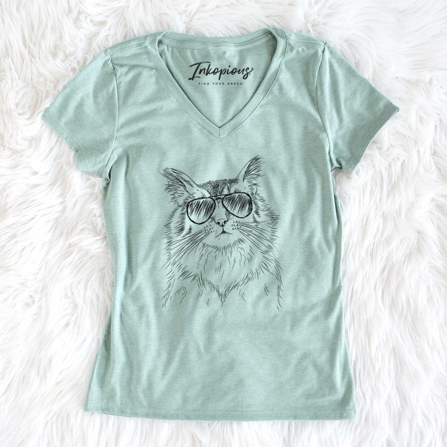 Aviator Chloe the Tabby Cat - Women's V-neck Shirt