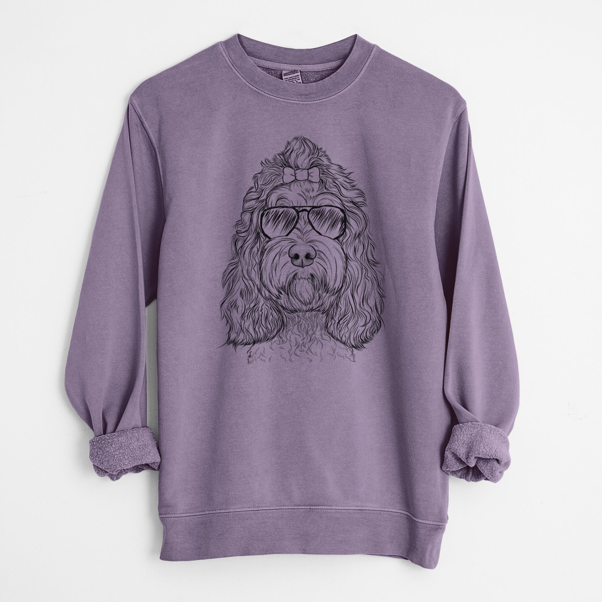 Aviator Chloe the Cockapoo - Unisex Pigment Dyed Crew Sweatshirt