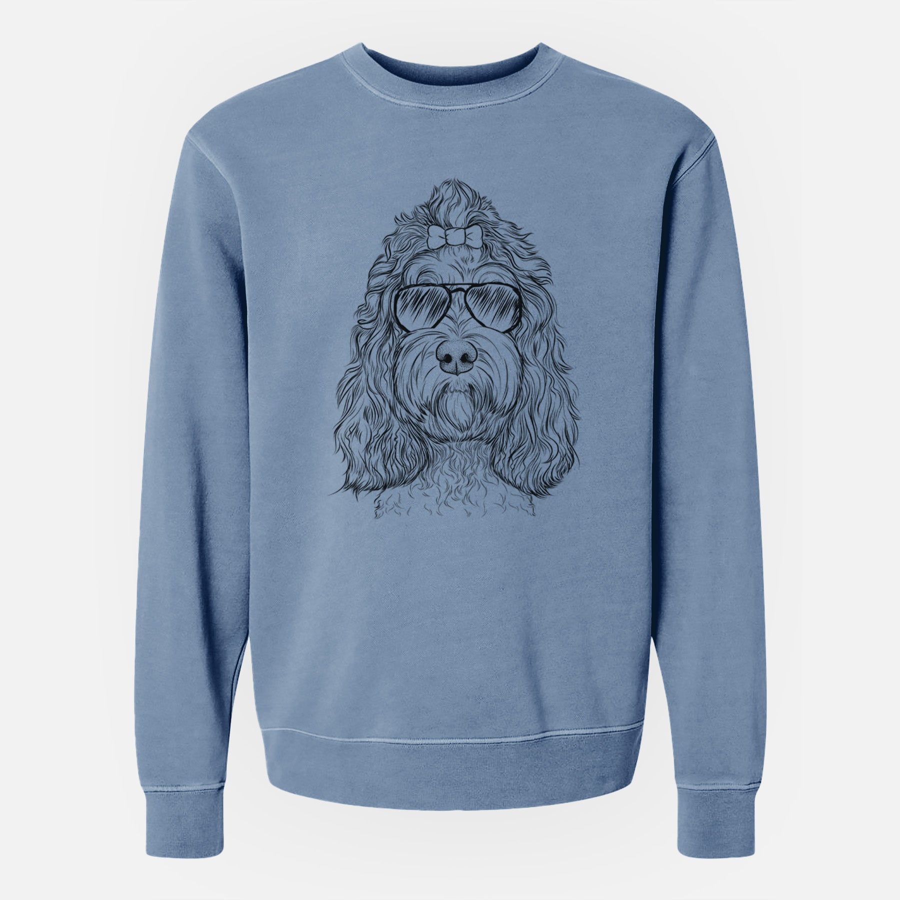 Aviator Chloe the Cockapoo - Unisex Pigment Dyed Crew Sweatshirt