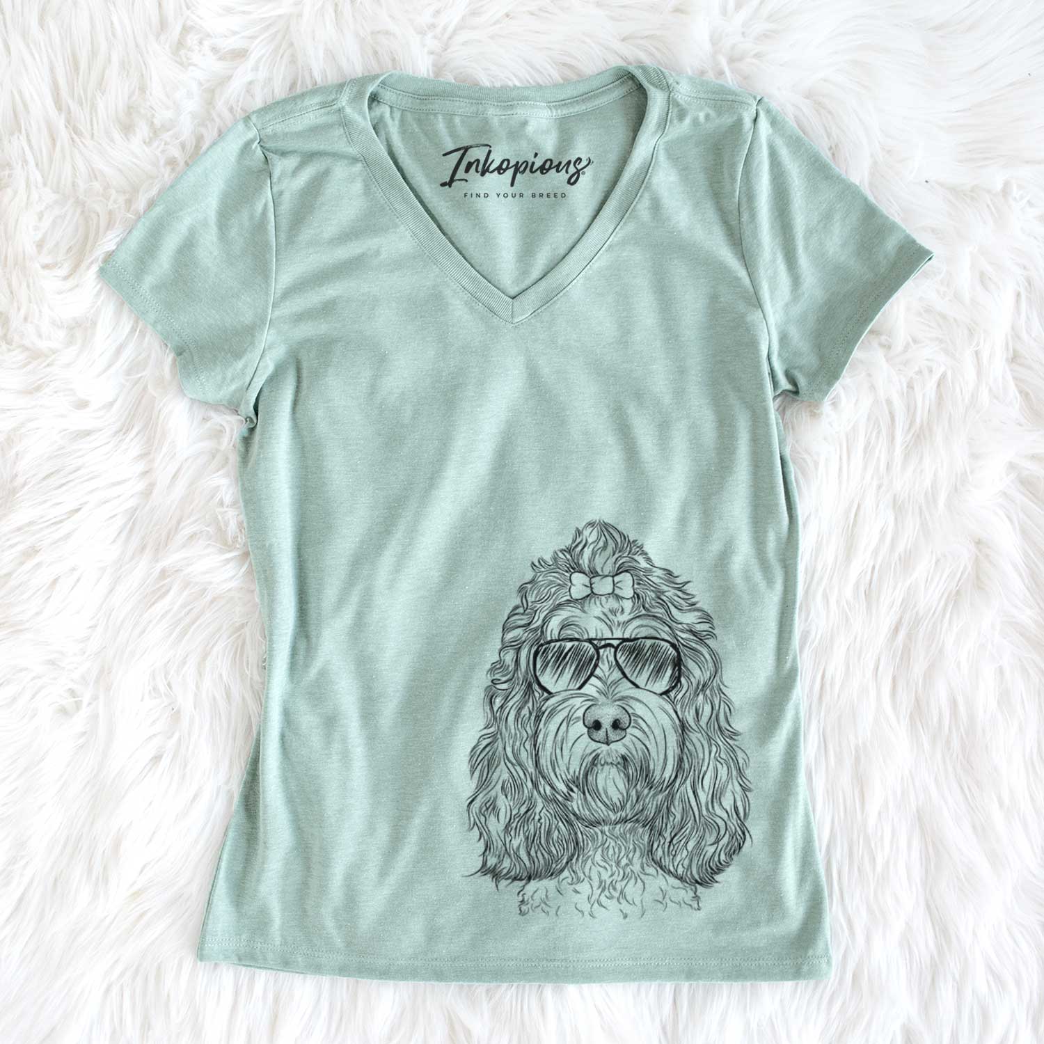 Aviator Chloe the Cockapoo - Women's V-neck Shirt