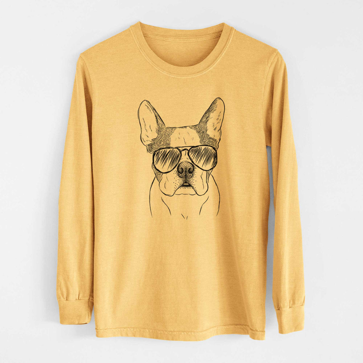 Aviators Chocolate Chip the Boston Terrier - Heavyweight 100% Cotton Long Sleeve