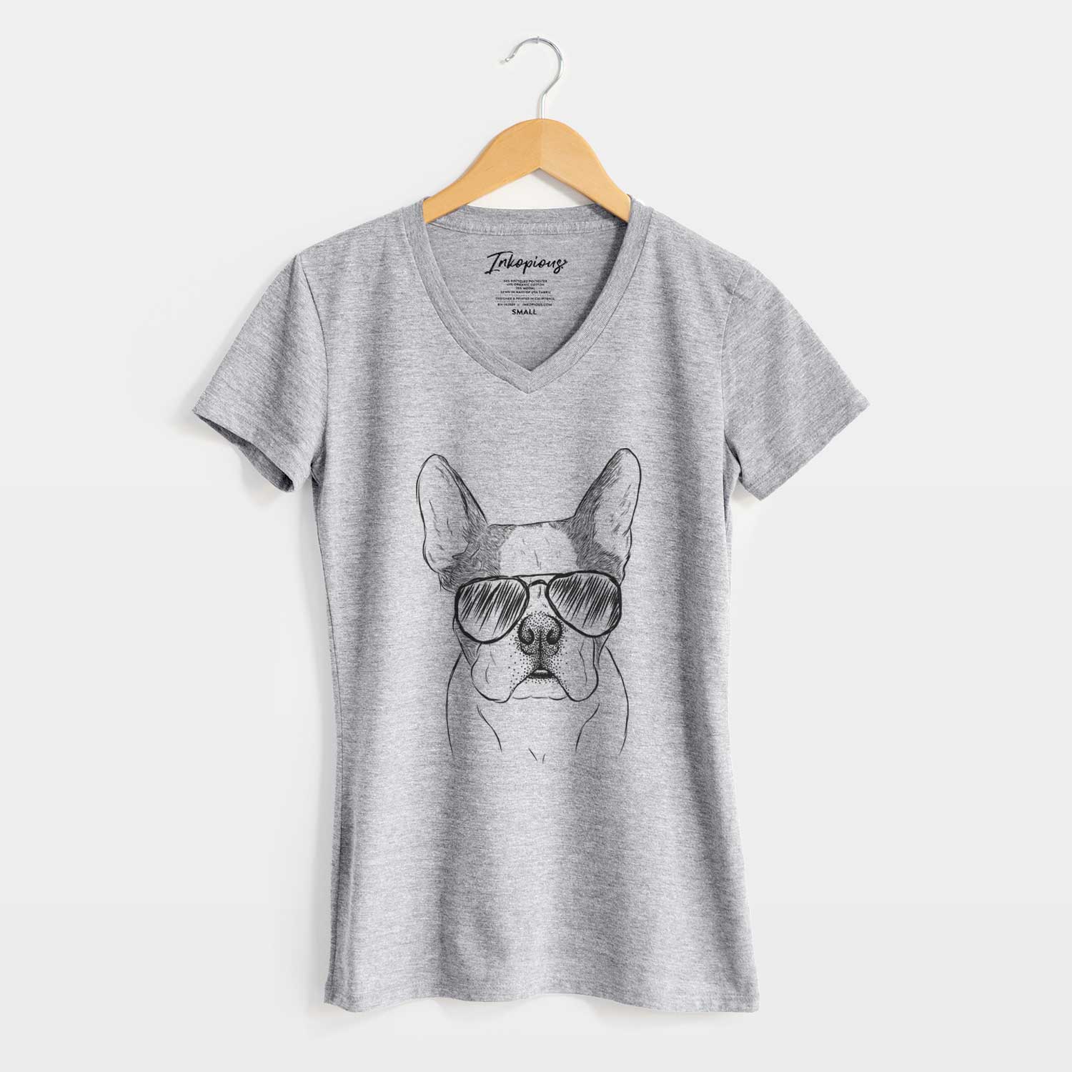 Aviator Chocolate Chip the Boston Terrier - Women's V-neck Shirt