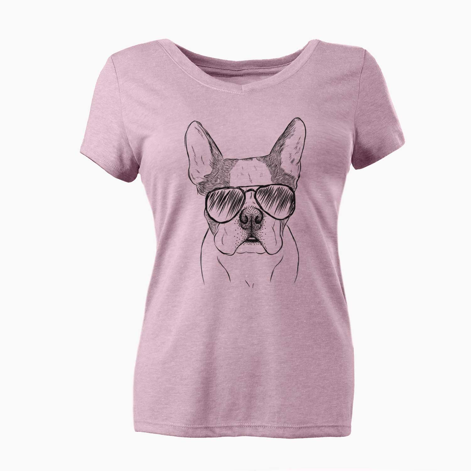 Aviator Chocolate Chip the Boston Terrier - Women's V-neck Shirt