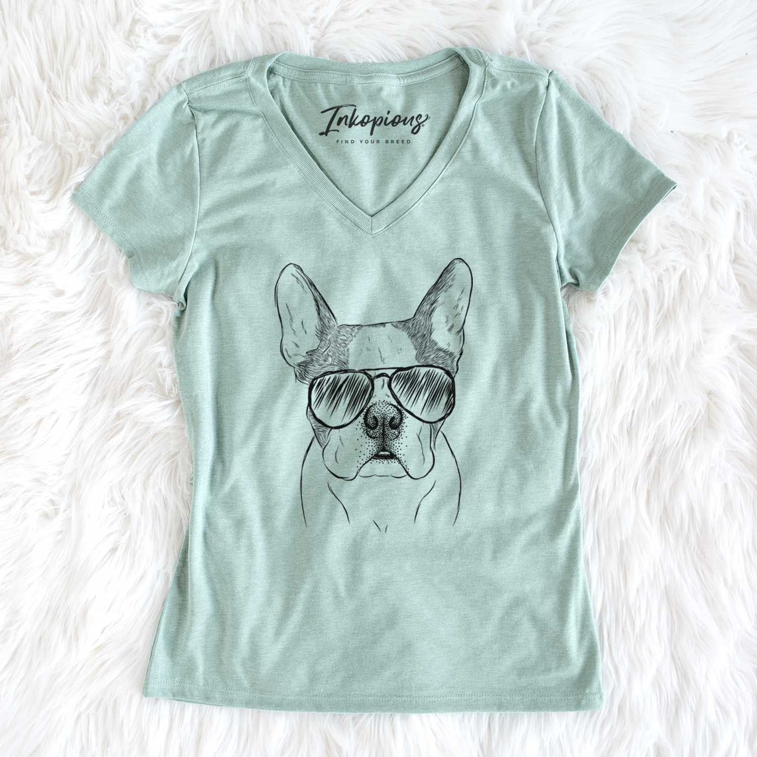 Aviator Chocolate Chip the Boston Terrier - Women's V-neck Shirt