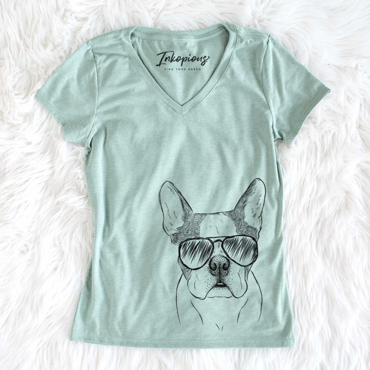 Aviator Chocolate Chip the Boston Terrier - Women's V-neck Shirt