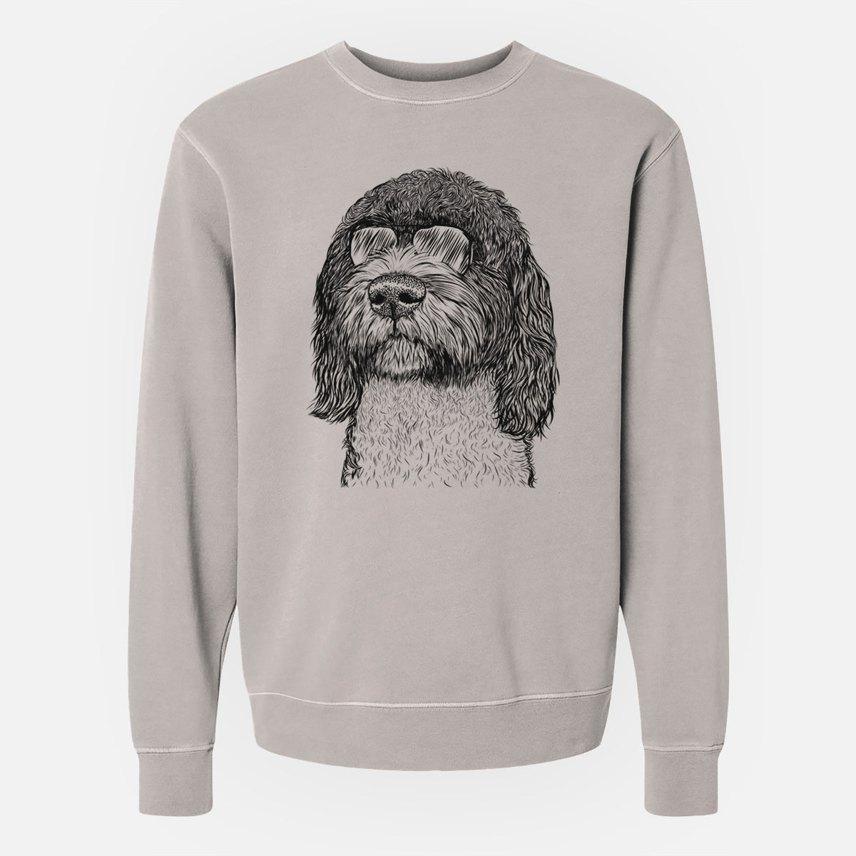 Aviator Chris the Portuguese Water Dog - Unisex Pigment Dyed Crew Sweatshirt