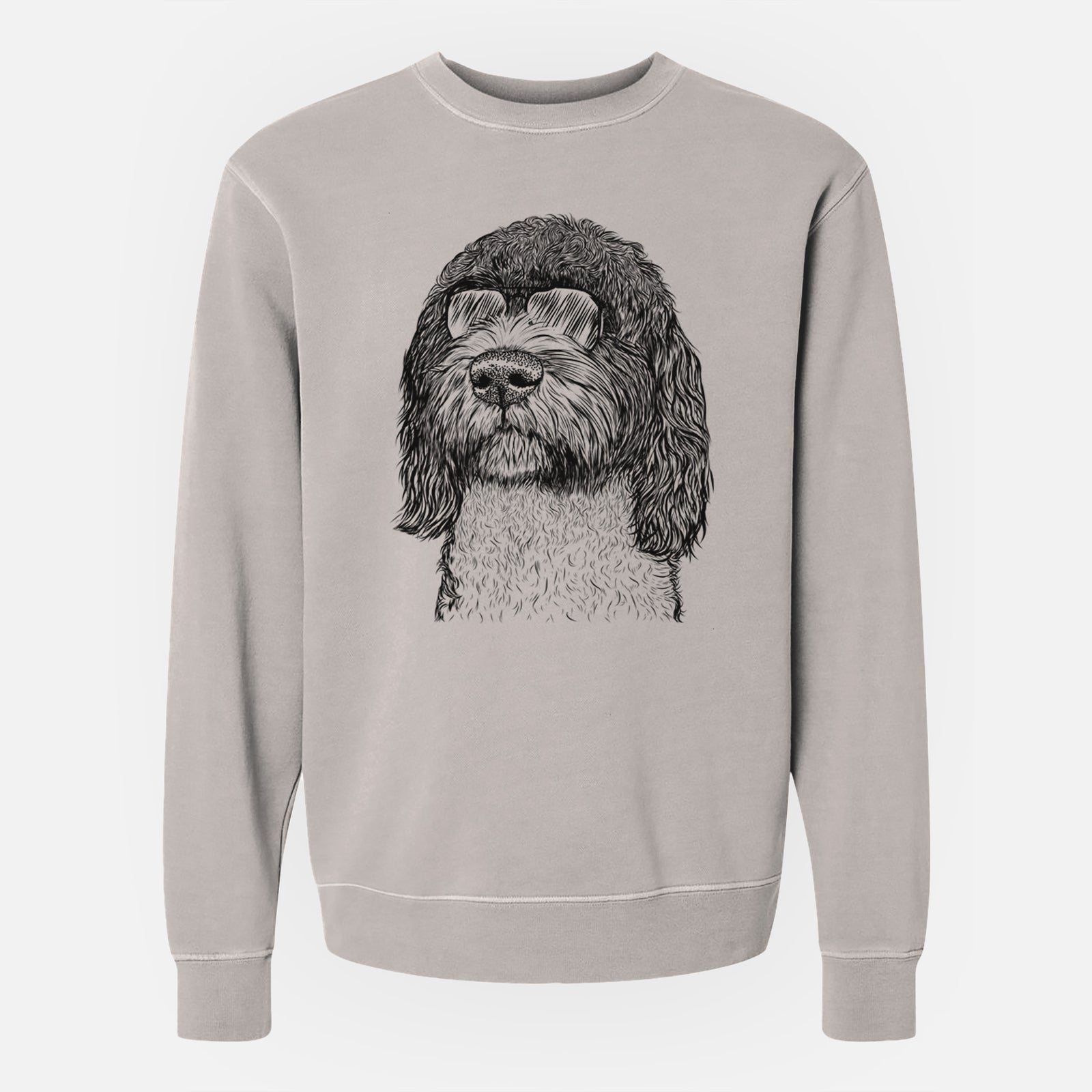 Aviator Chris the Portuguese Water Dog - Unisex Pigment Dyed Crew Sweatshirt