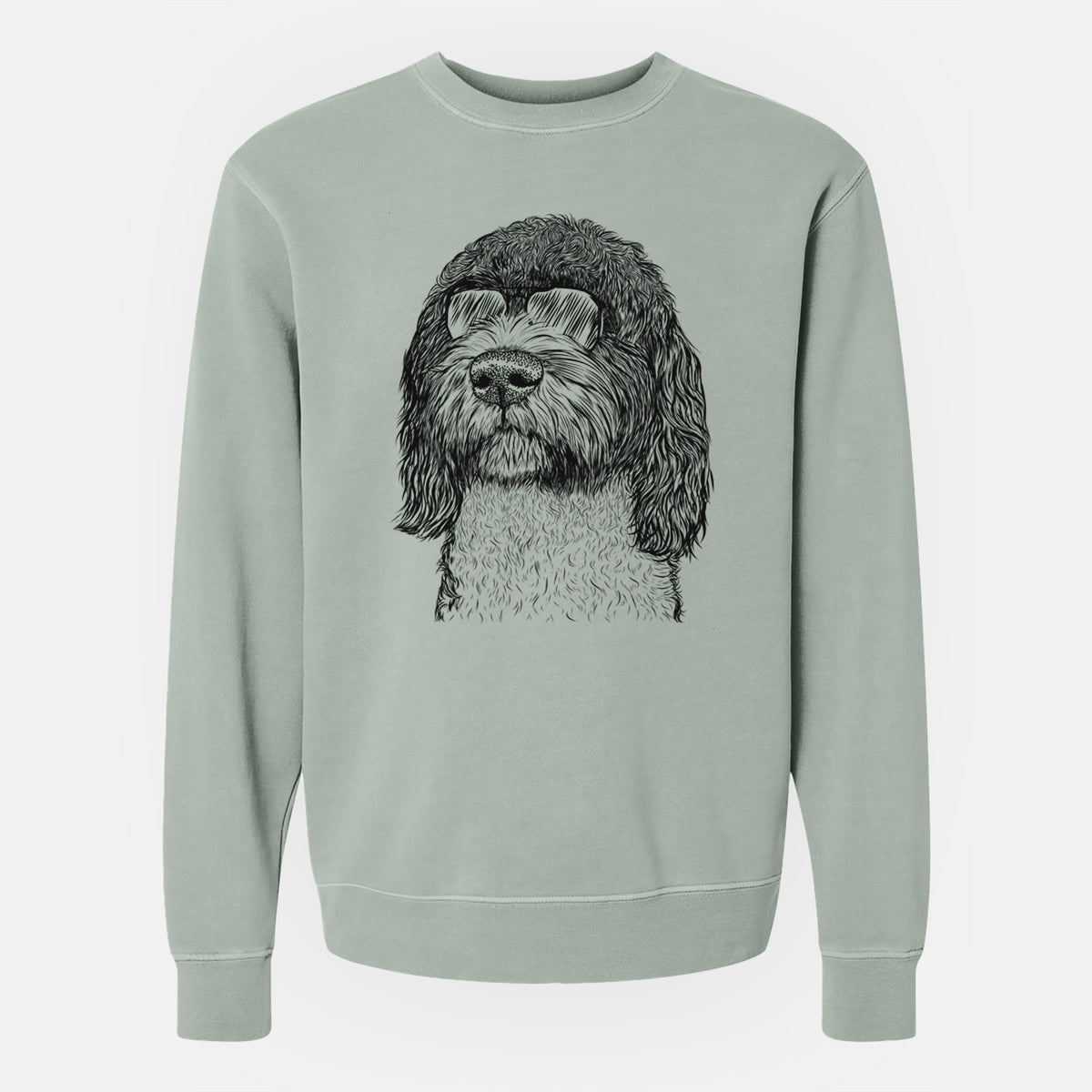 Aviator Chris the Portuguese Water Dog - Unisex Pigment Dyed Crew Sweatshirt
