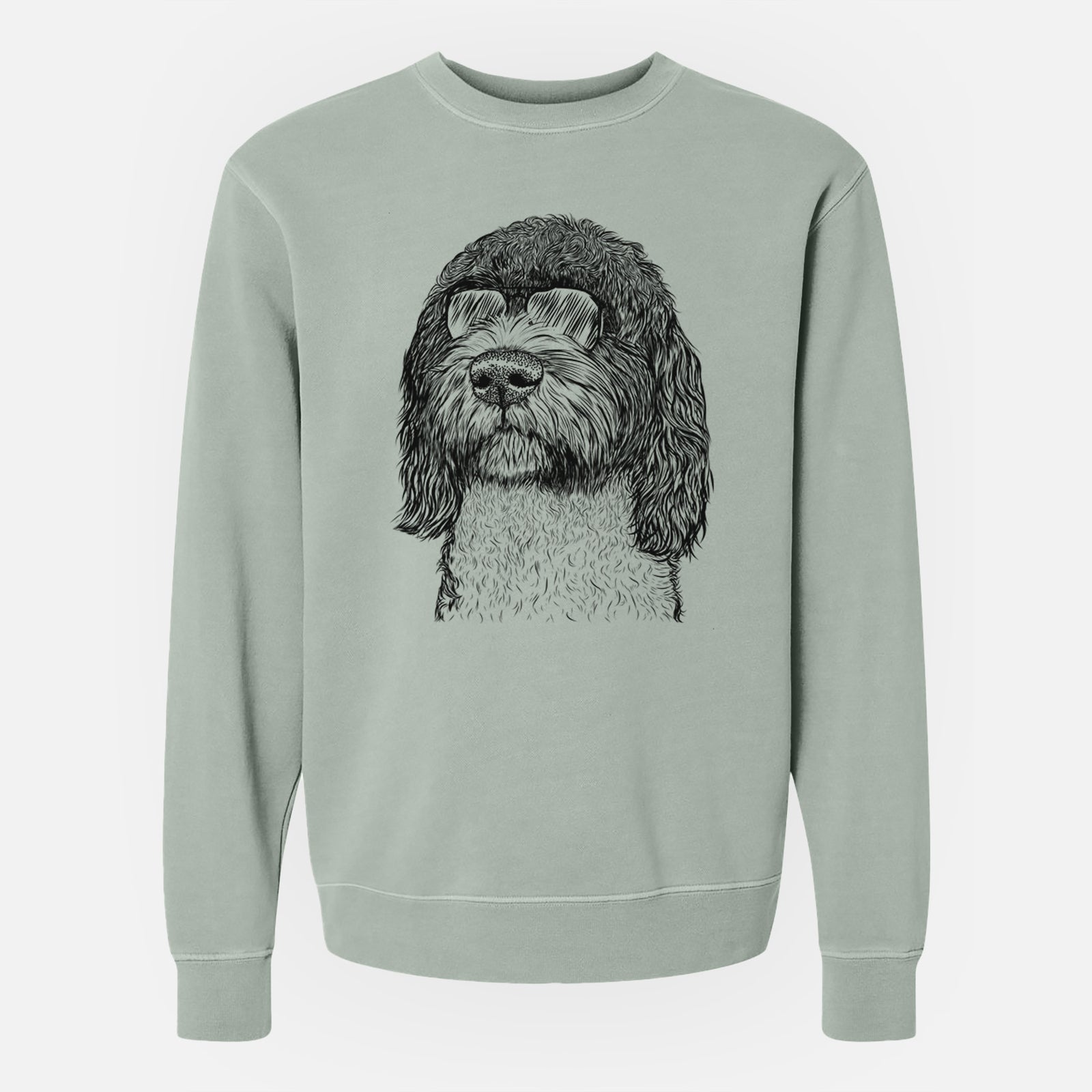 Aviator Chris the Portuguese Water Dog - Unisex Pigment Dyed Crew Sweatshirt
