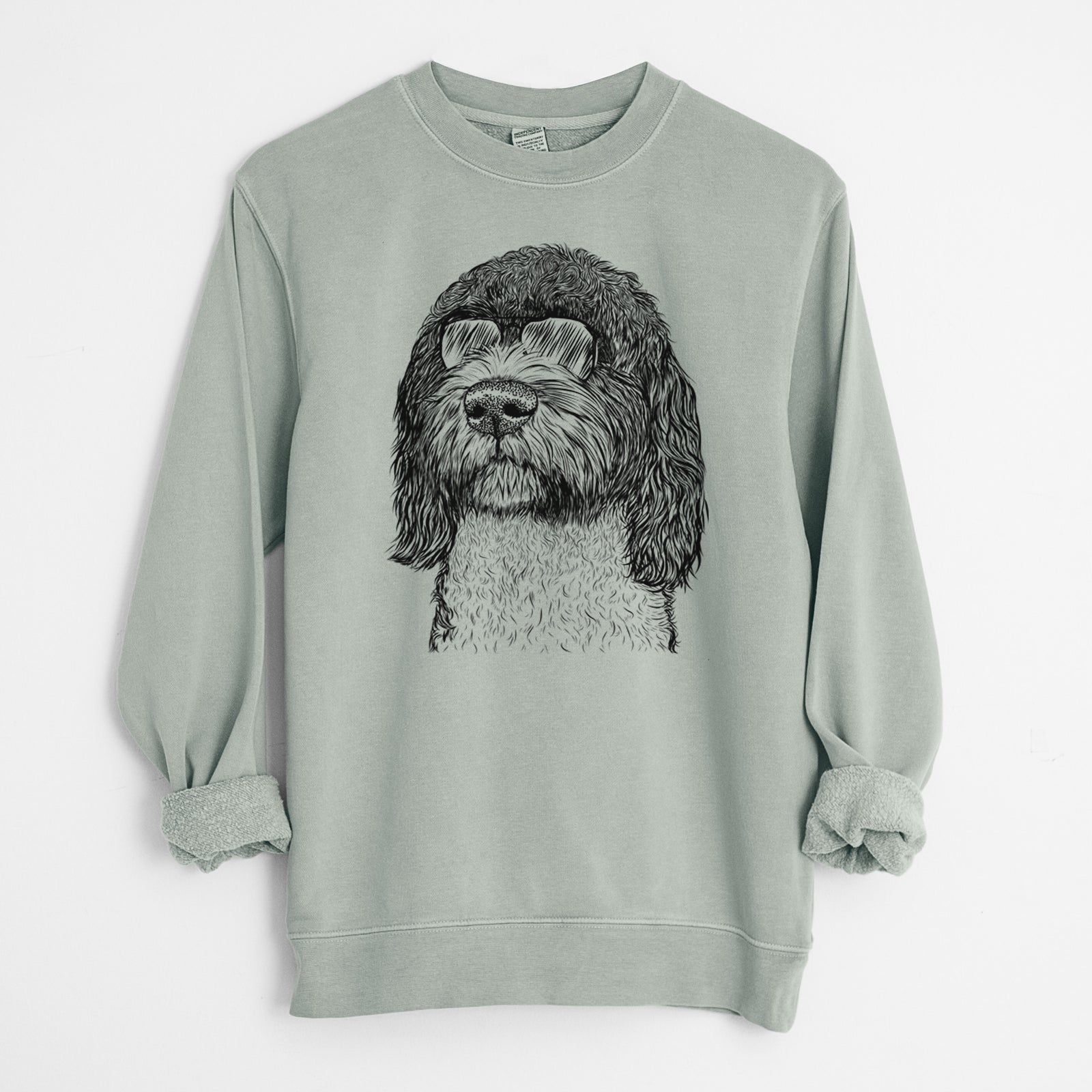 Aviator Chris the Portuguese Water Dog - Unisex Pigment Dyed Crew Sweatshirt