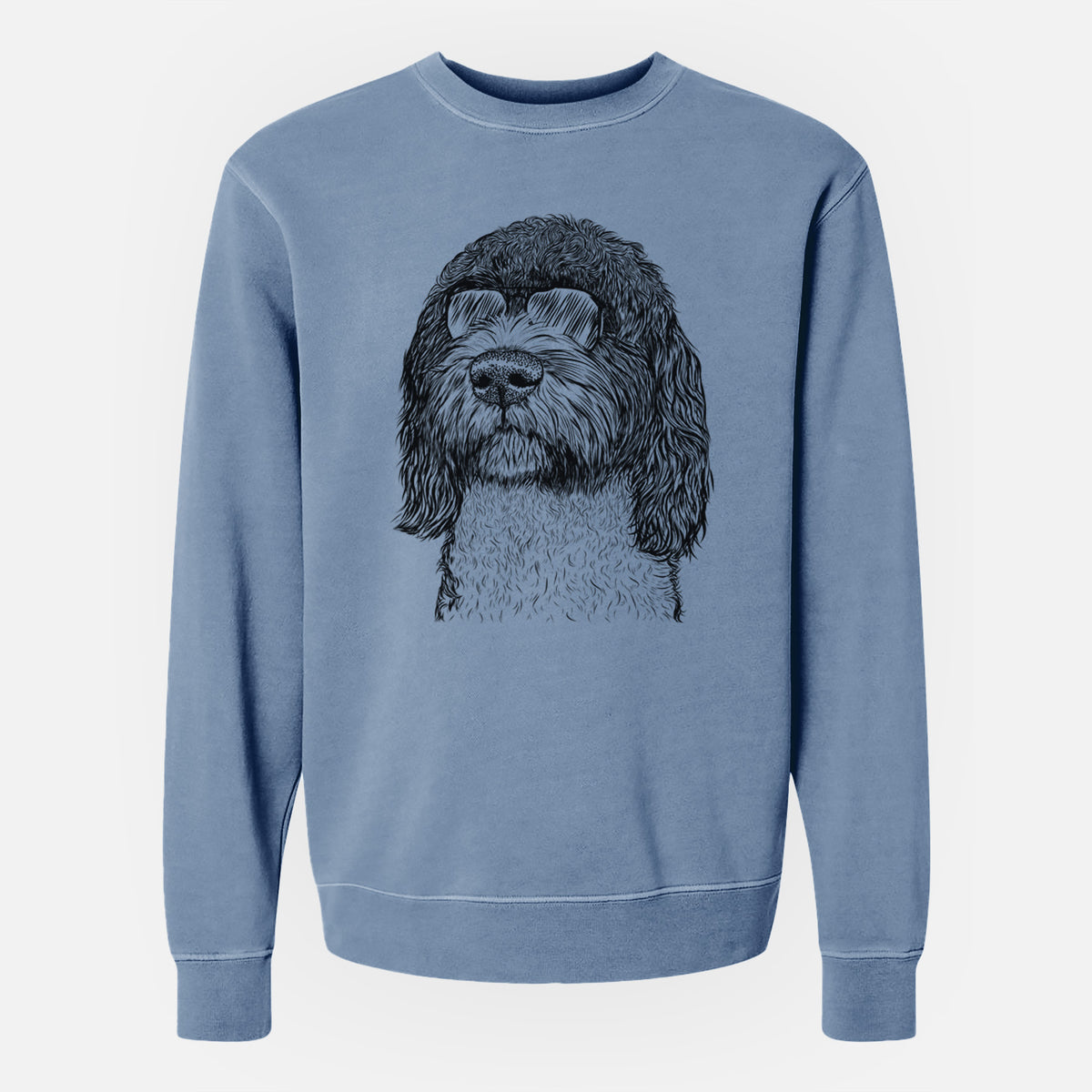 Aviator Chris the Portuguese Water Dog - Unisex Pigment Dyed Crew Sweatshirt