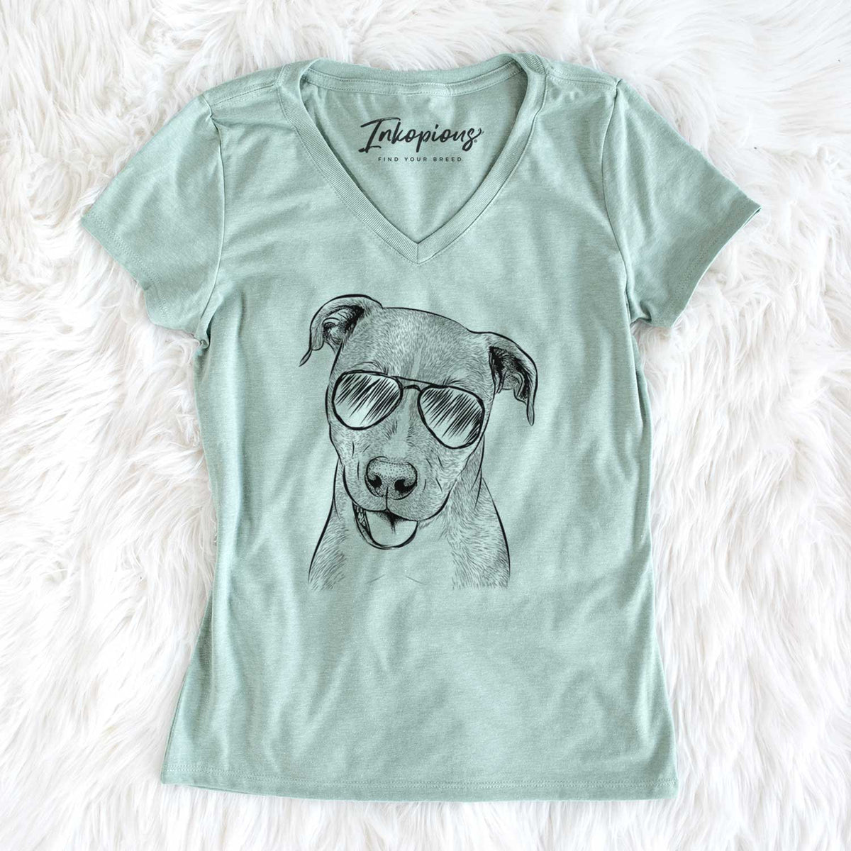 Aviator Claiborne the American Staffordshire Terrier - Women's V-neck Shirt