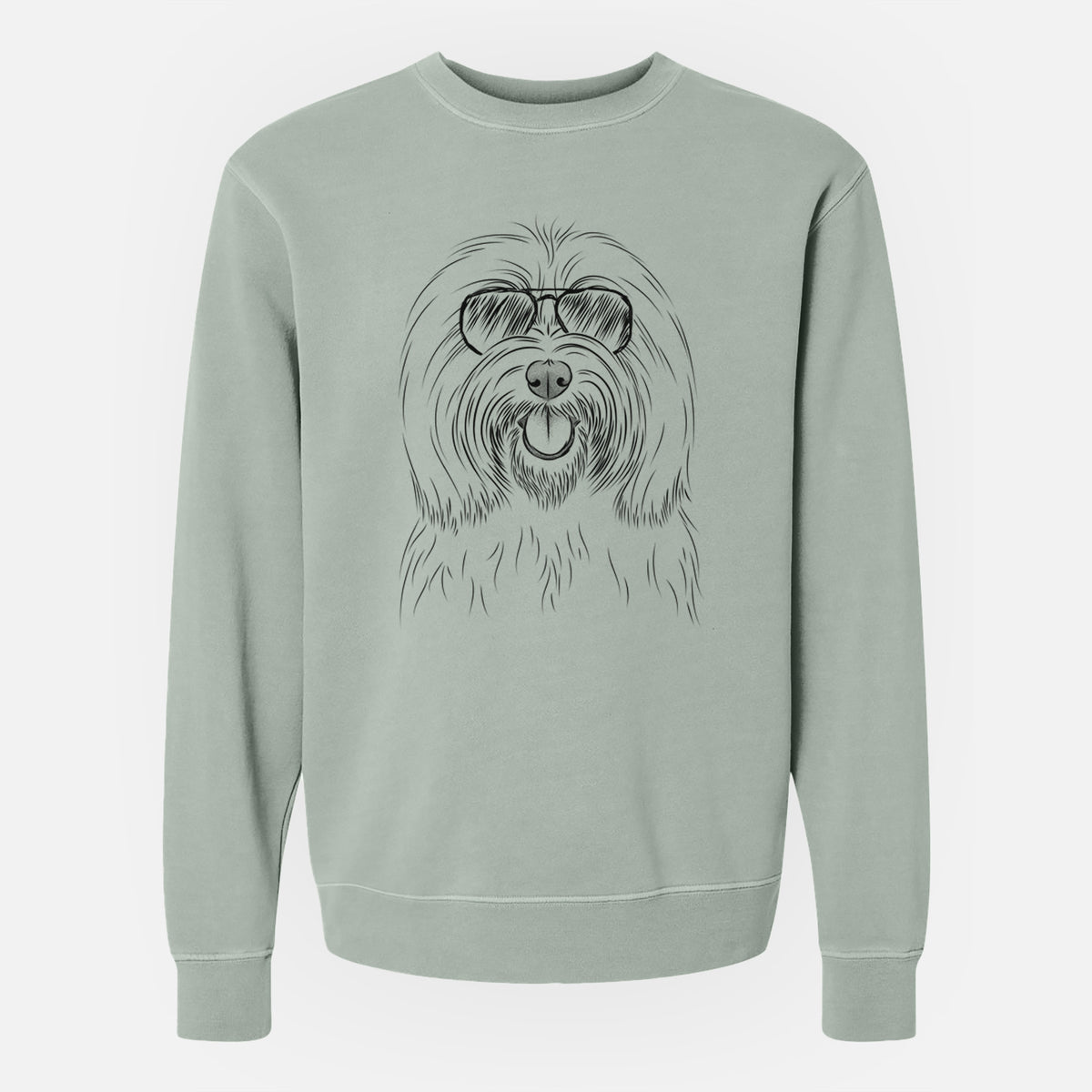 Aviator Claude the Coton de Tulear - Unisex Pigment Dyed Crew Sweatshirt