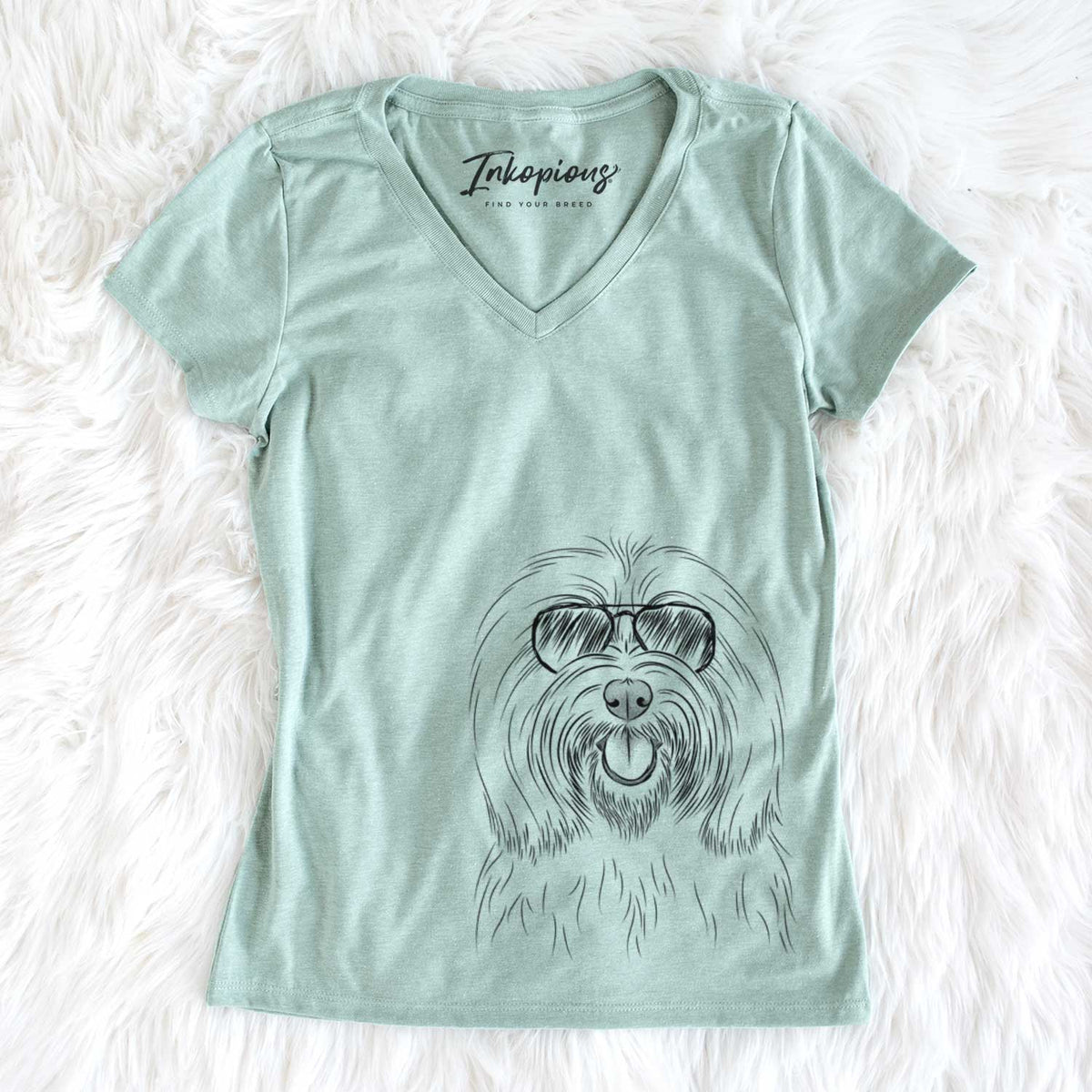 Aviator Claude the Coton de Tulear - Women's V-neck Shirt