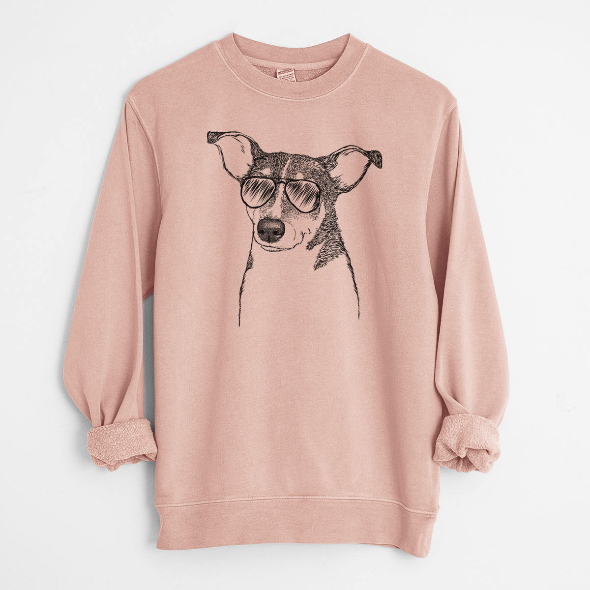 Aviator Cleo the Terrier Mix - Unisex Pigment Dyed Crew Sweatshirt