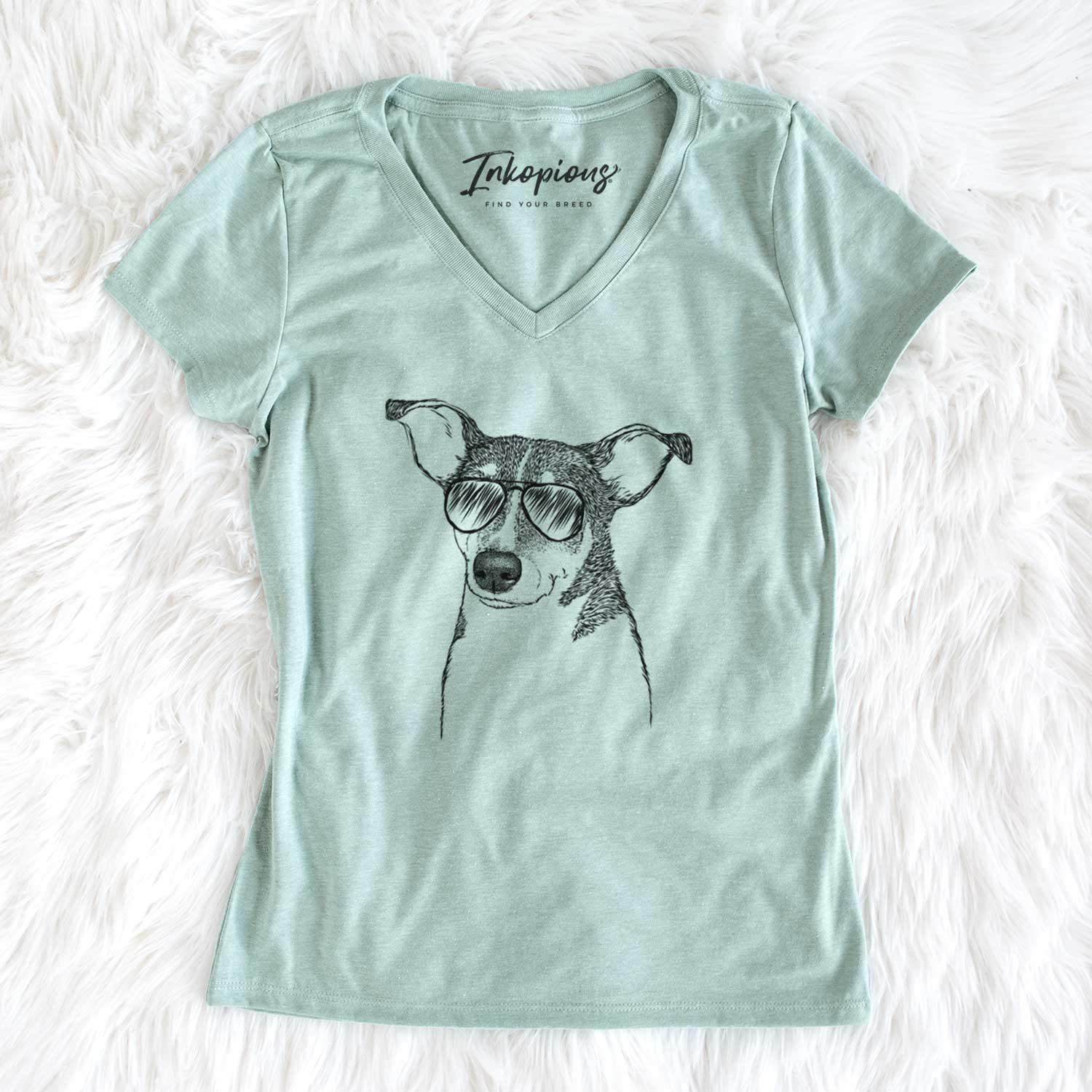 Aviator Cleo the Terrier Mix - Women's V-neck Shirt