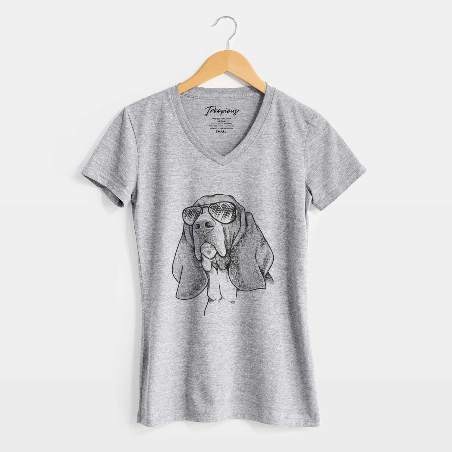 Aviator Cooper the Basset Hound - Women's V-neck Shirt