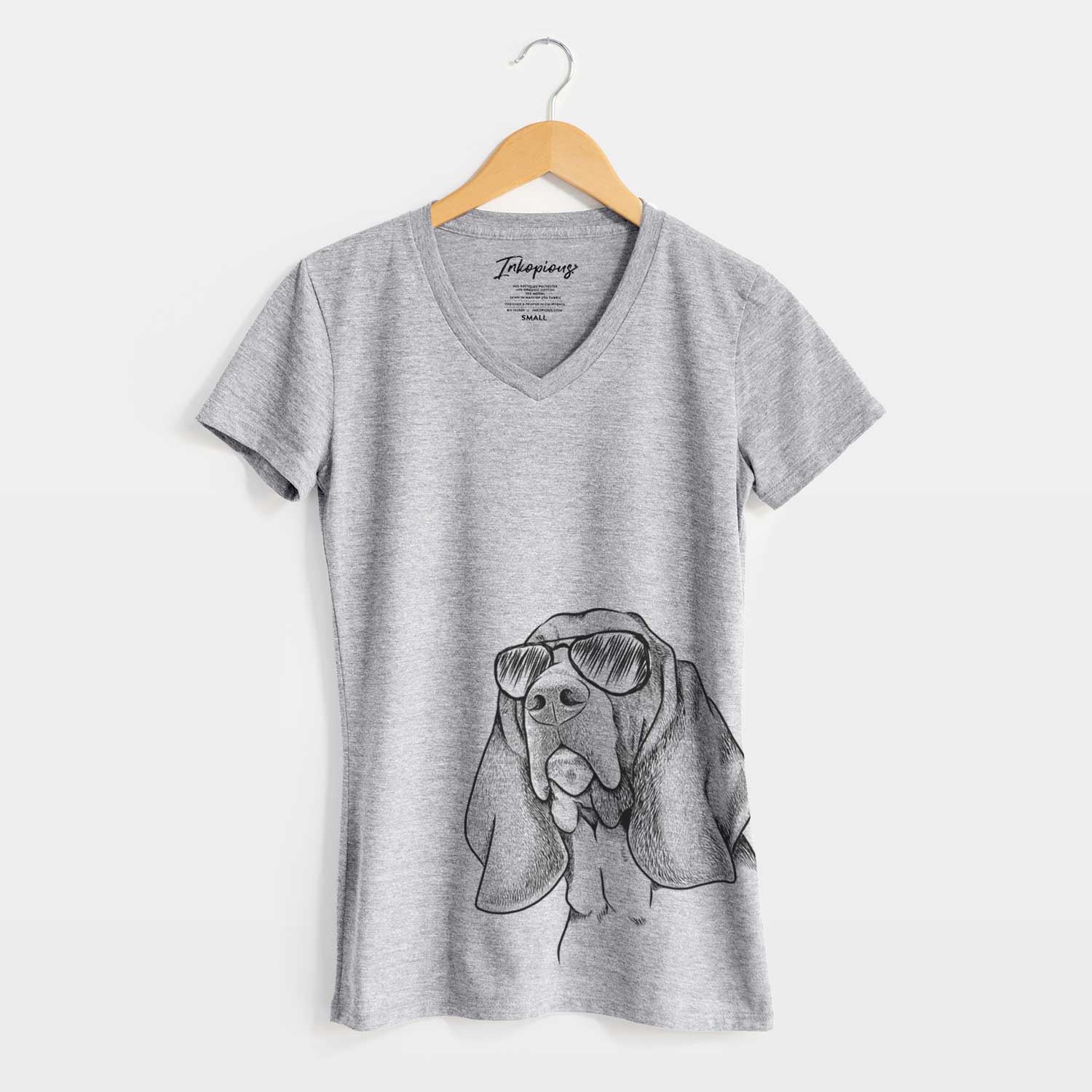 Aviator Cooper the Basset Hound - Women's V-neck Shirt