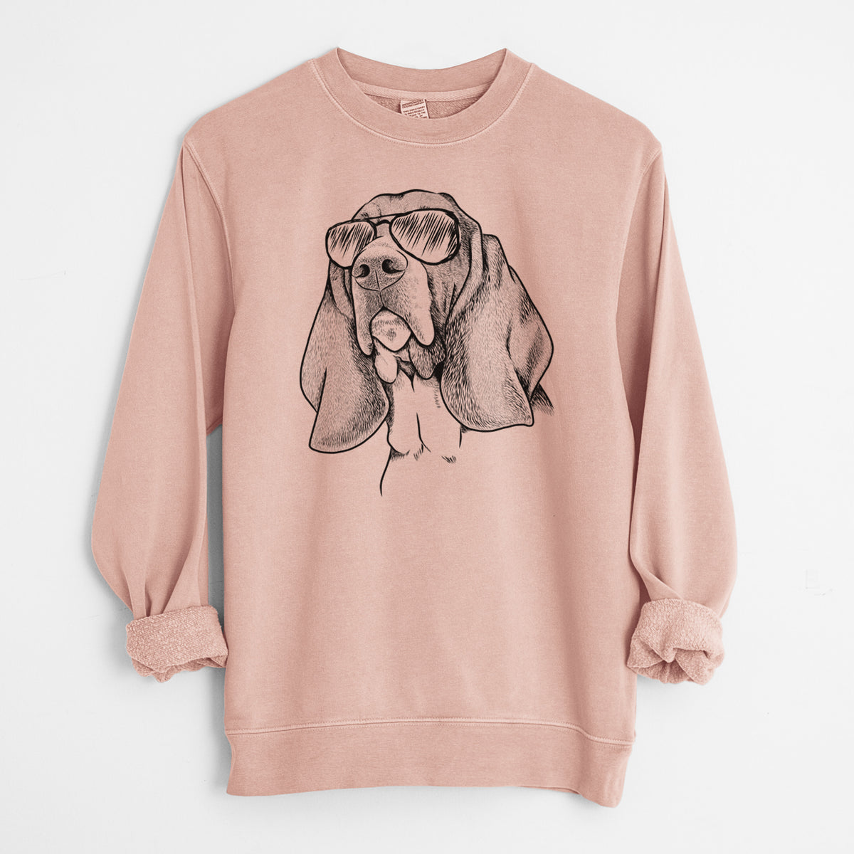 Aviator Cooper the Basset Hound - Unisex Pigment Dyed Crew Sweatshirt