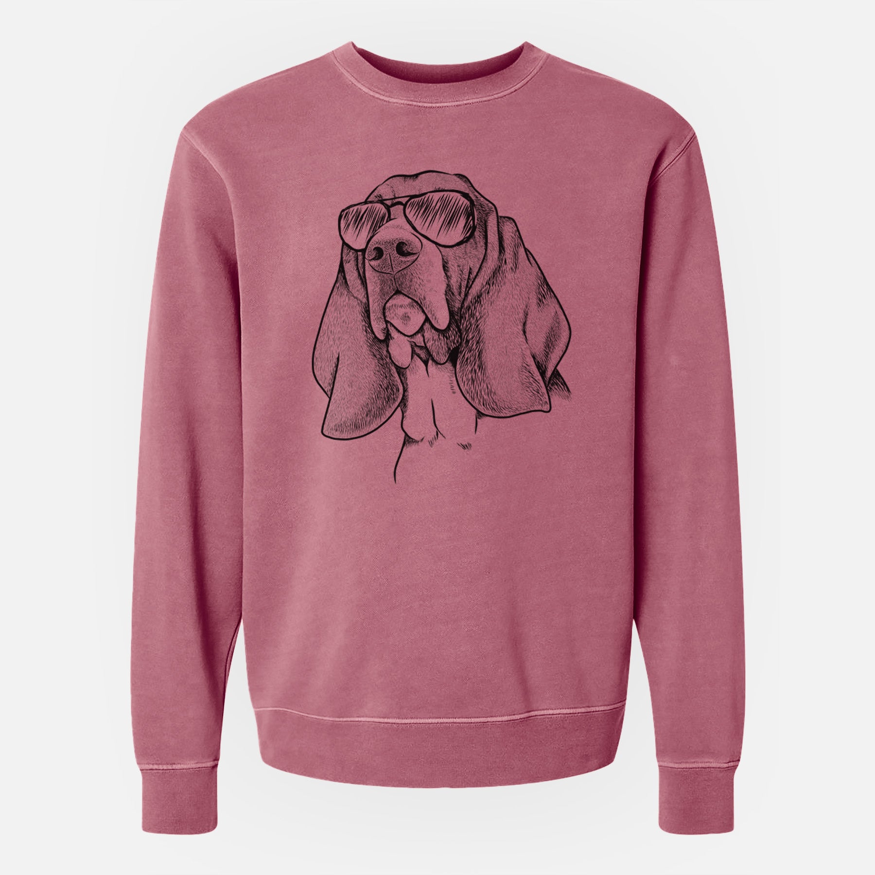 Aviator Cooper the Basset Hound - Unisex Pigment Dyed Crew Sweatshirt