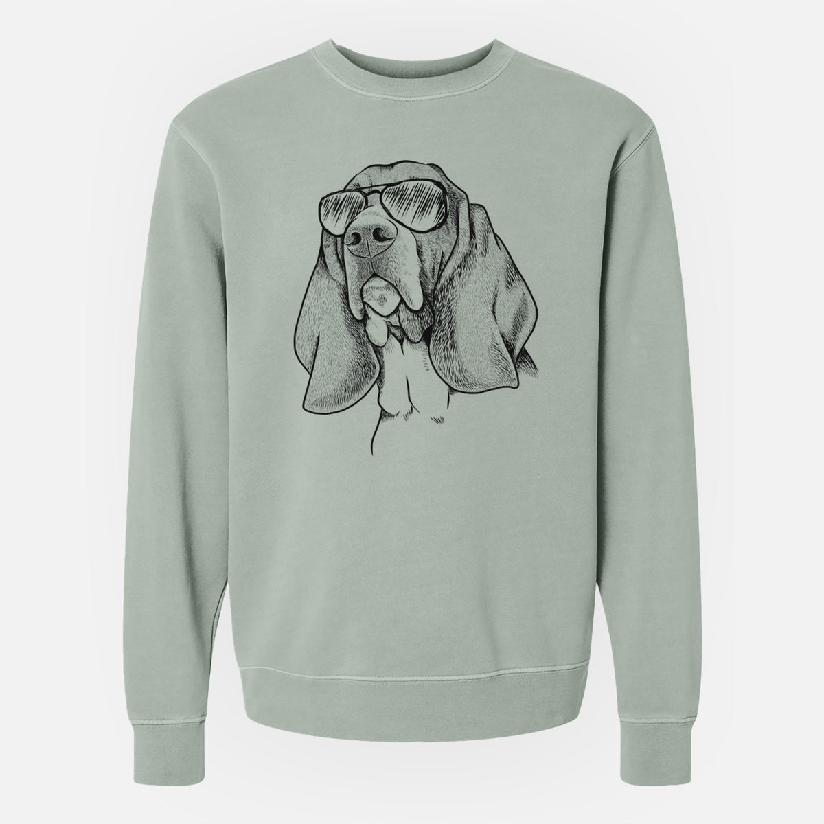 Aviator Cooper the Basset Hound - Unisex Pigment Dyed Crew Sweatshirt