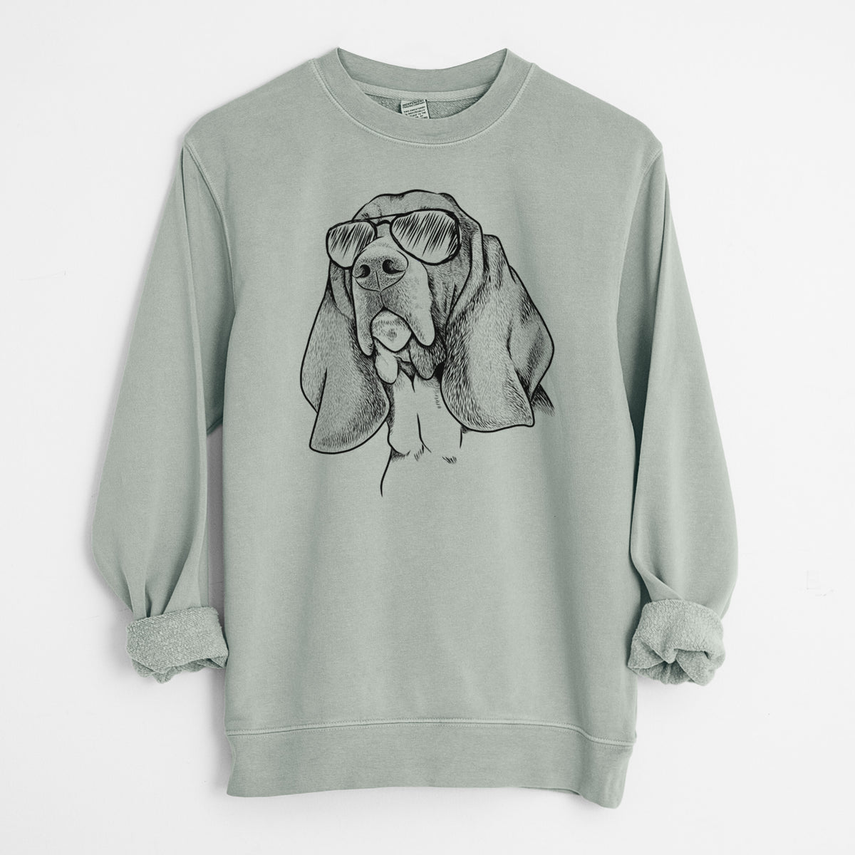 Aviator Cooper the Basset Hound - Unisex Pigment Dyed Crew Sweatshirt