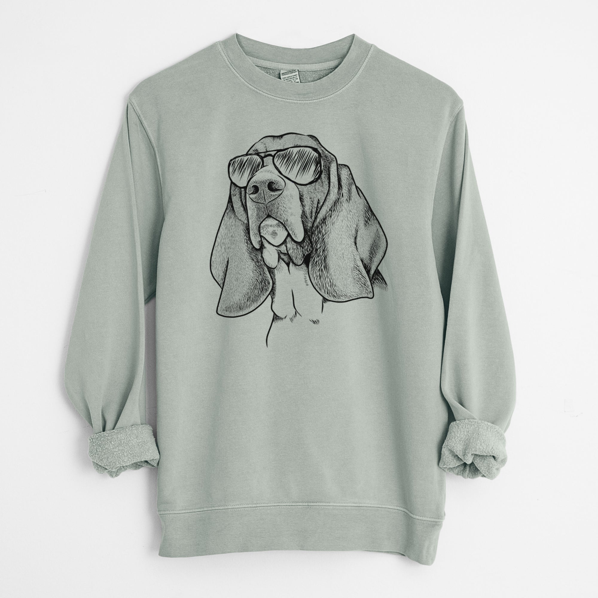 Aviator Cooper the Basset Hound - Unisex Pigment Dyed Crew Sweatshirt