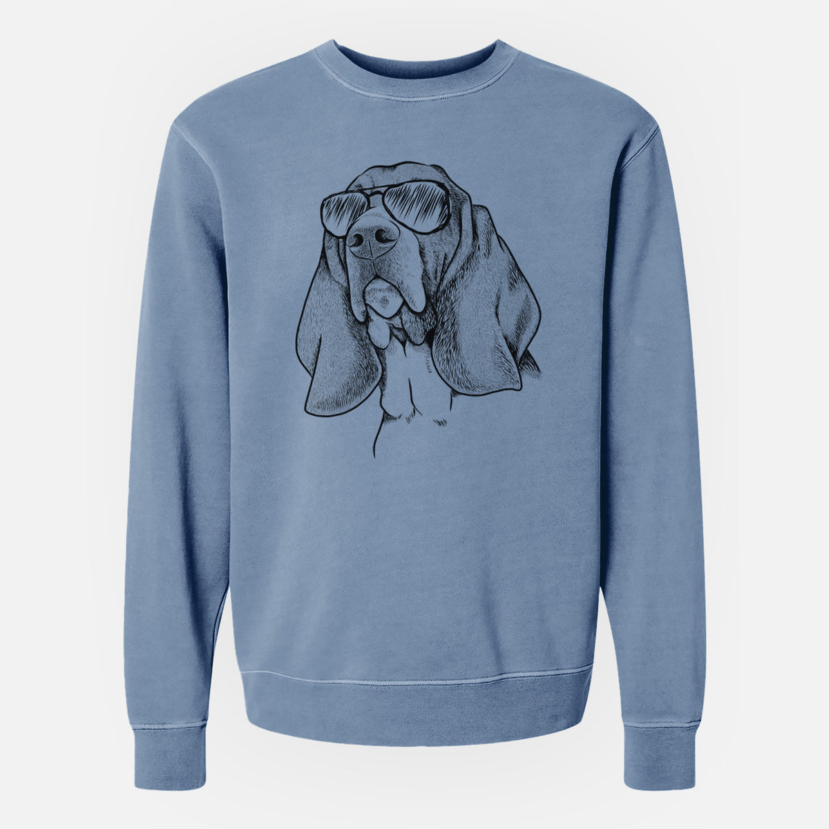 Aviator Cooper the Basset Hound - Unisex Pigment Dyed Crew Sweatshirt