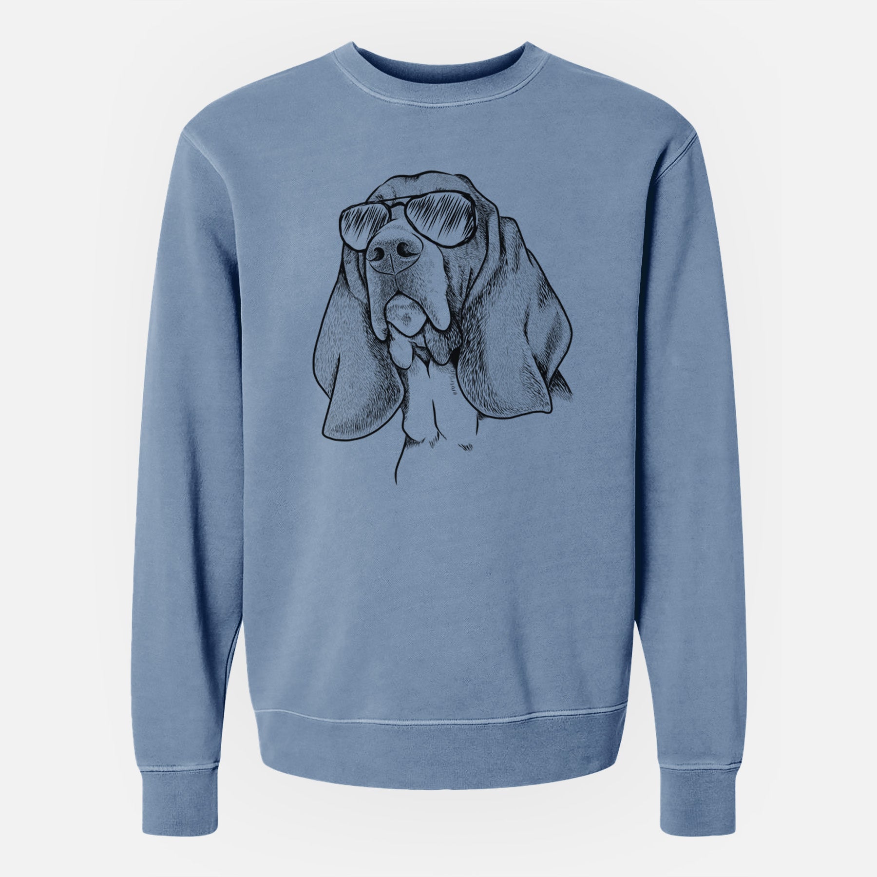 Aviator Cooper the Basset Hound - Unisex Pigment Dyed Crew Sweatshirt