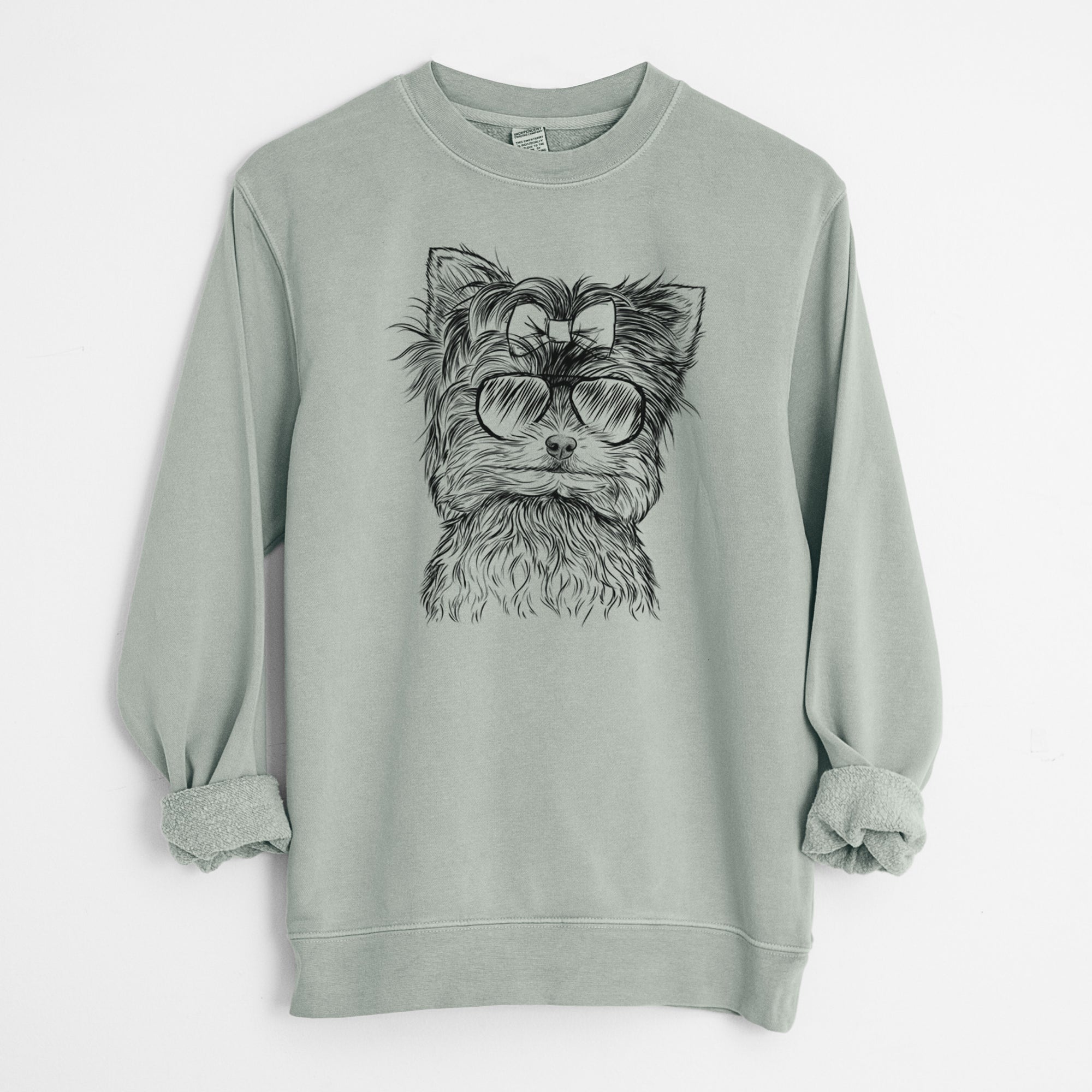 Aviator Cricket the Biewer Terrier - Unisex Pigment Dyed Crew Sweatshirt