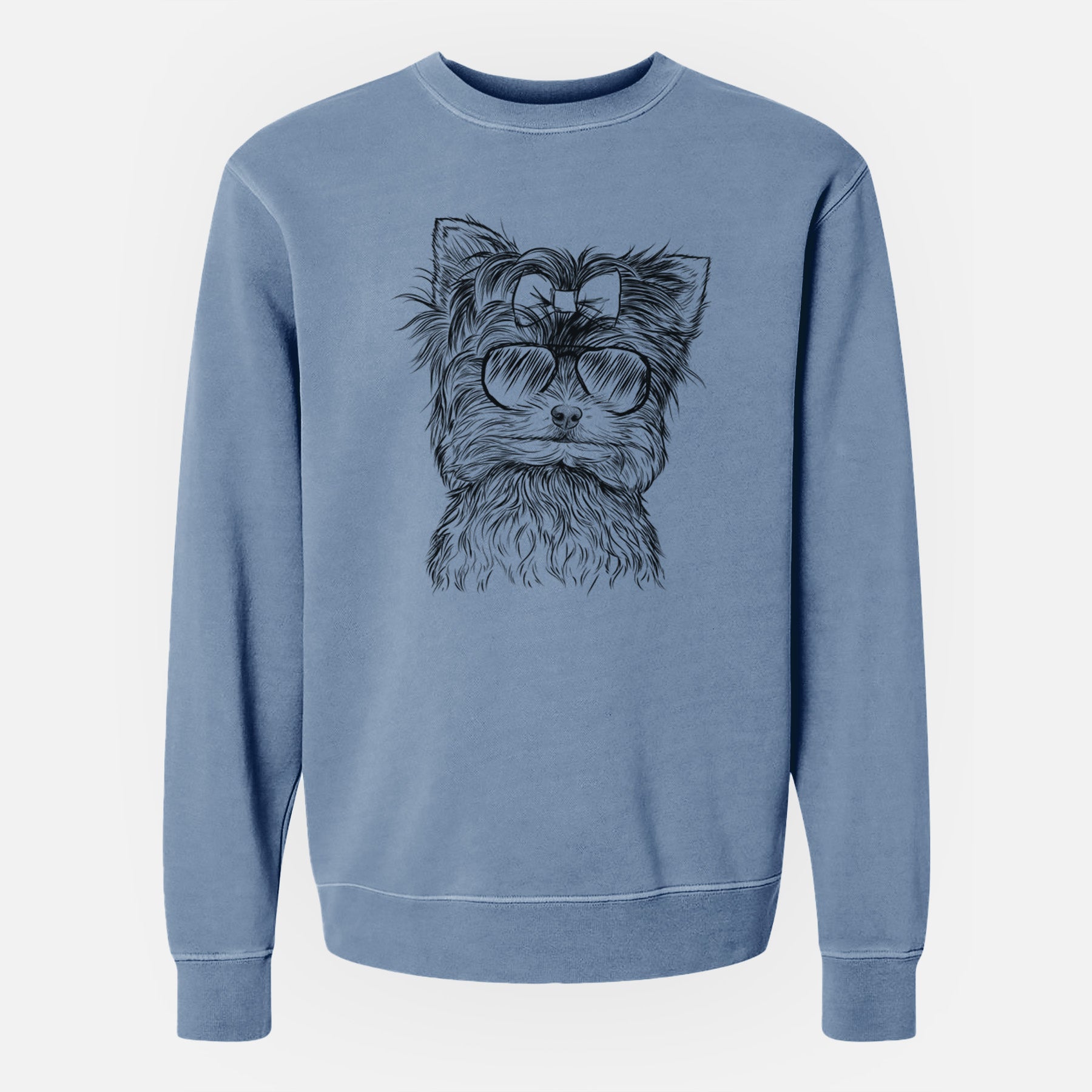 Aviator Cricket the Biewer Terrier - Unisex Pigment Dyed Crew Sweatshirt