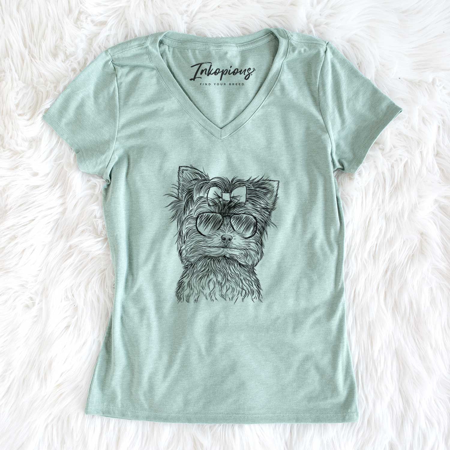 Aviator Cricket the Biewer Terrier - Women's V-neck Shirt