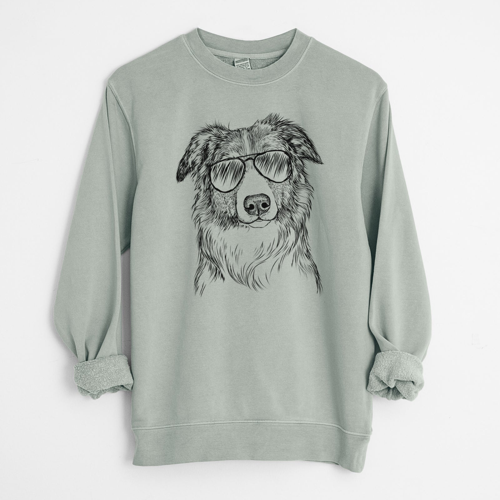 Aviator Cynder the English Shepherd - Unisex Pigment Dyed Crew Sweatshirt