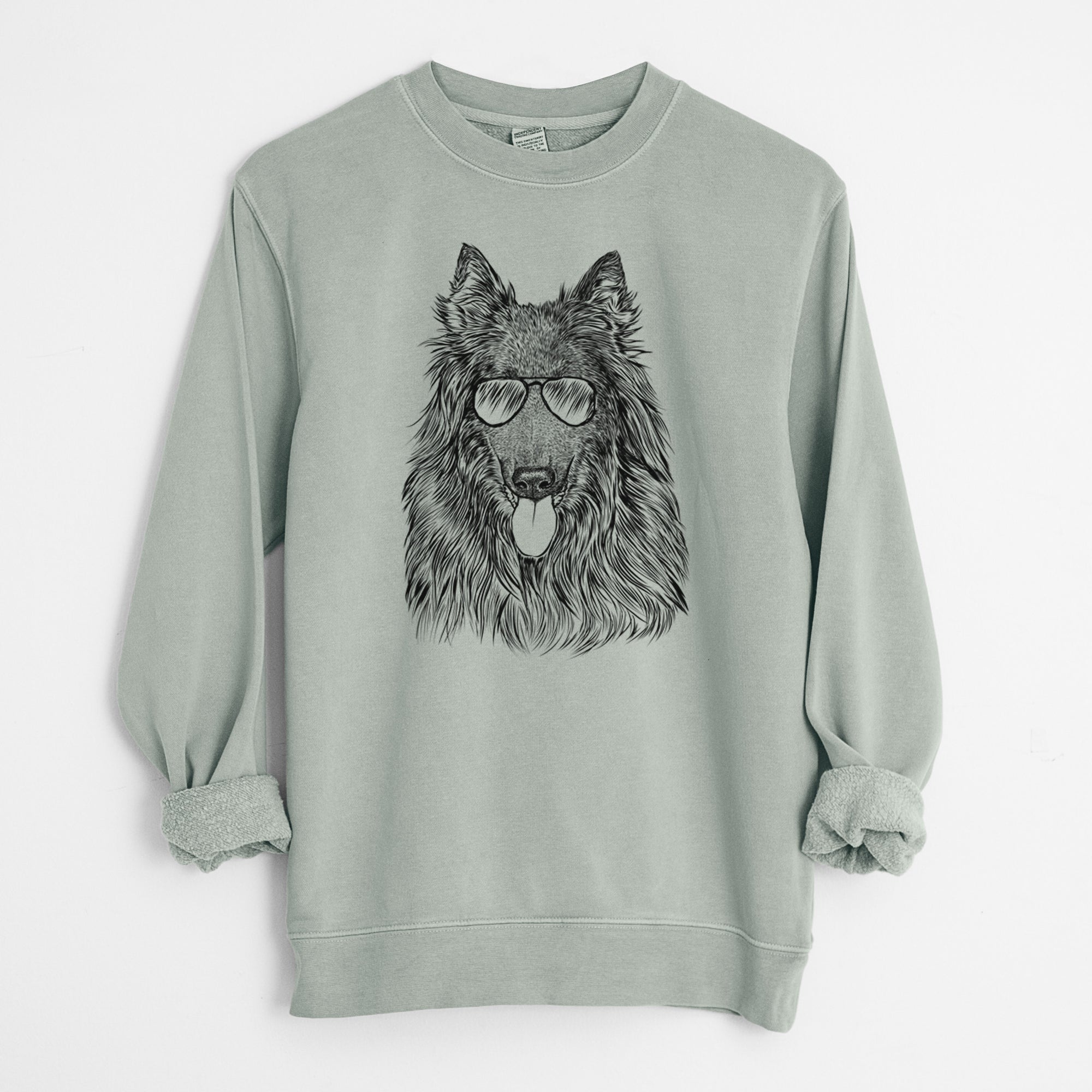 Aviator Daan the Belgian Shepherd - Unisex Pigment Dyed Crew Sweatshirt