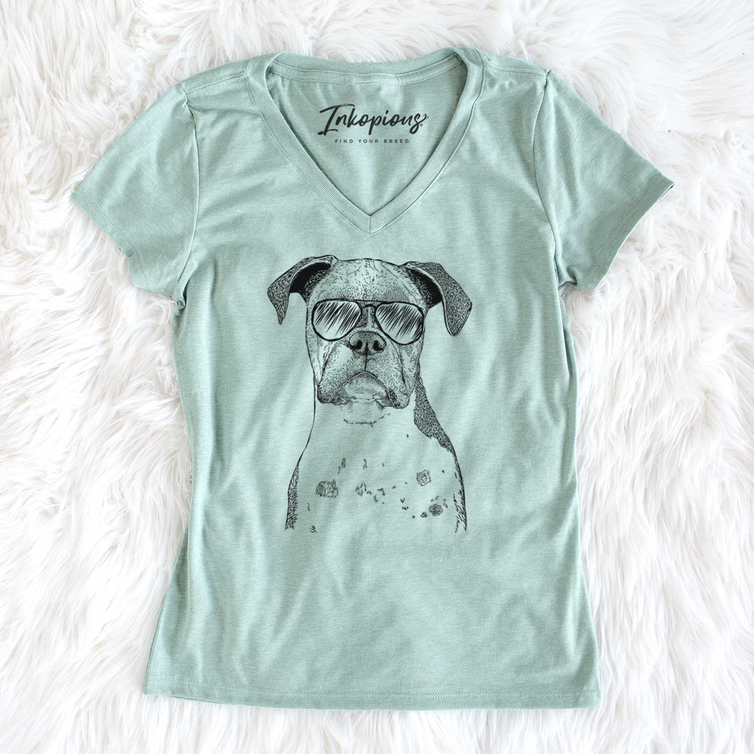 Aviator Daisy the Boxer - Women's V-neck Shirt