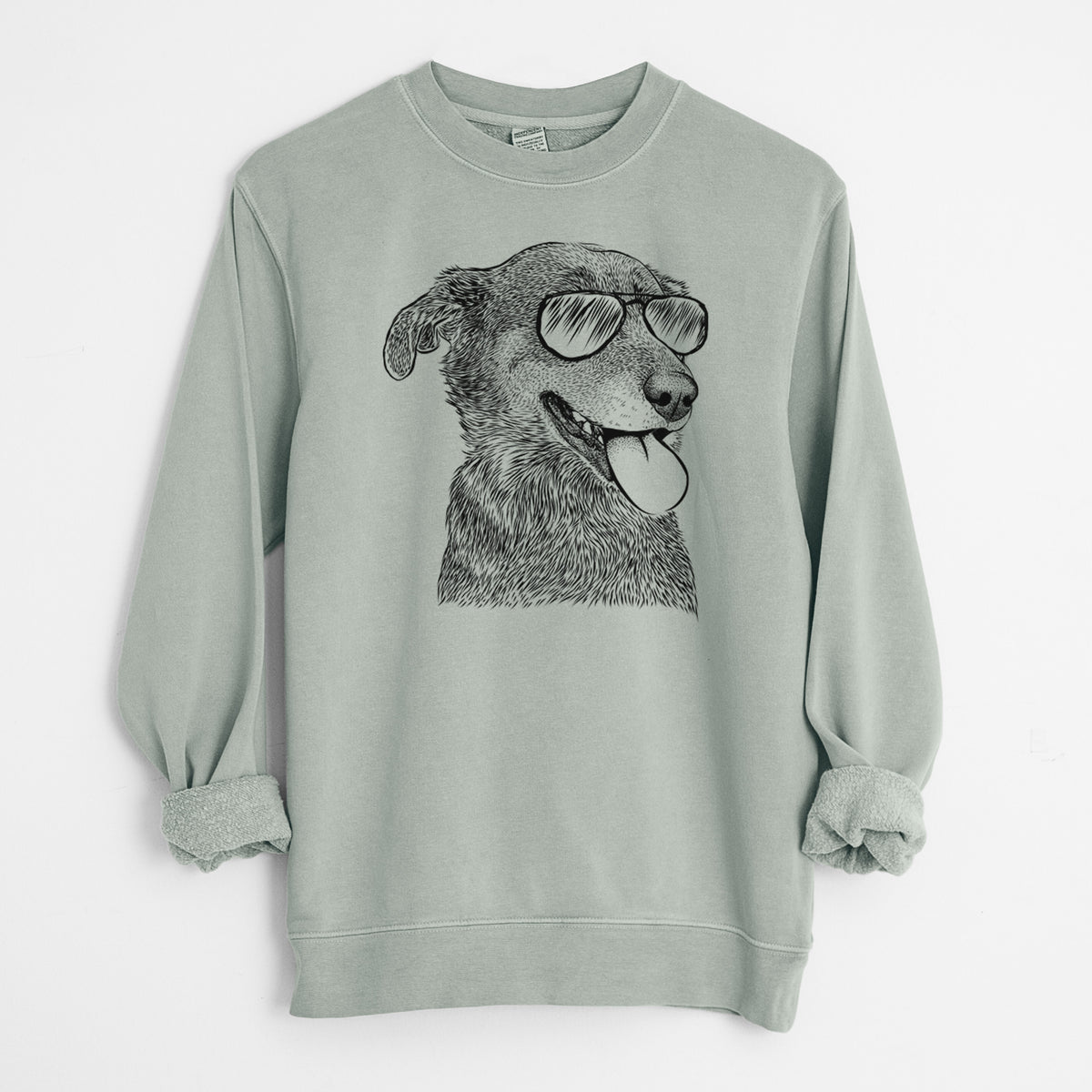 Aviator Daisy the Australian Shepherd Mix - Unisex Pigment Dyed Crew Sweatshirt